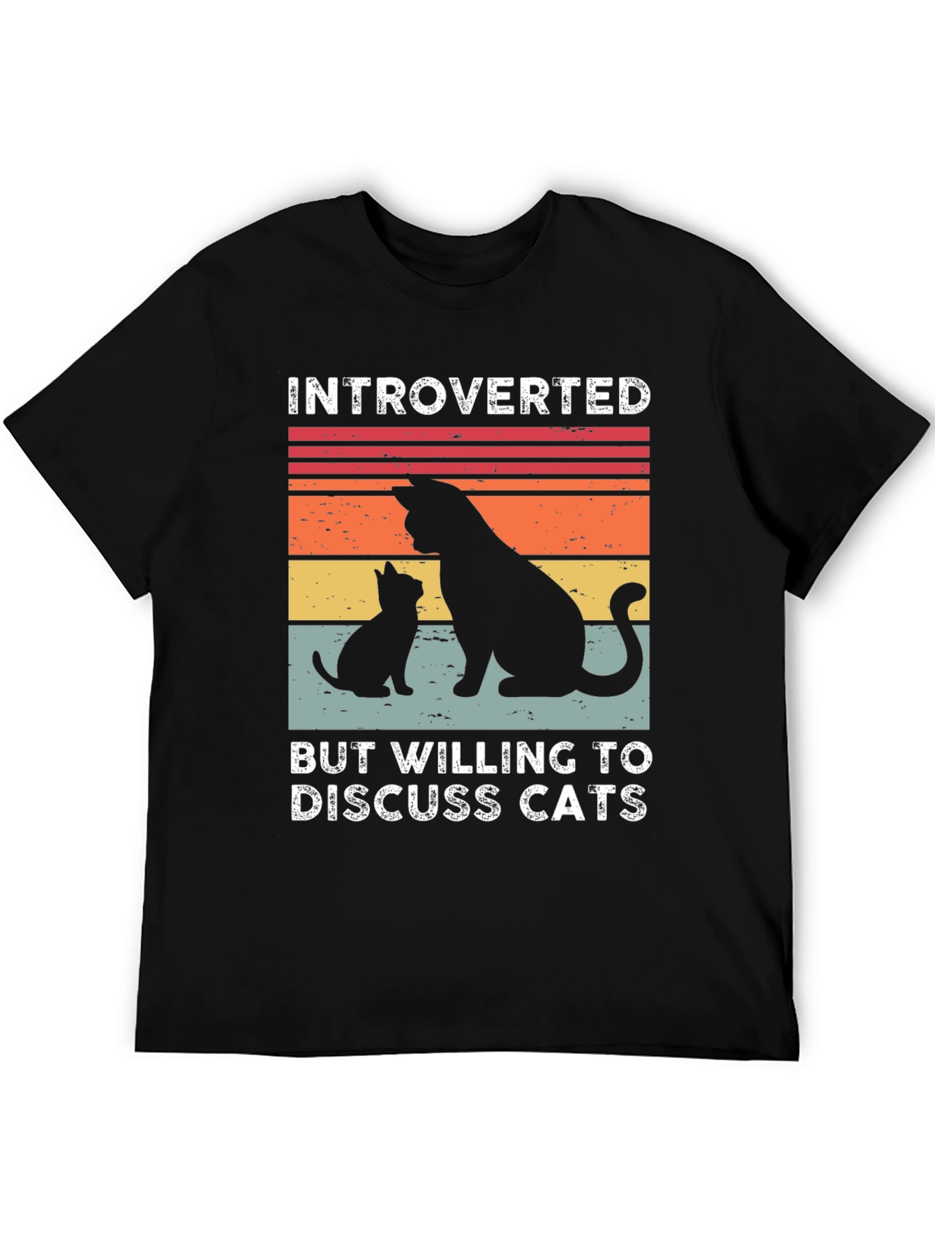 Black Introverted Cat Lover Tee - Discuss Cats! Unisex Shirt view 5