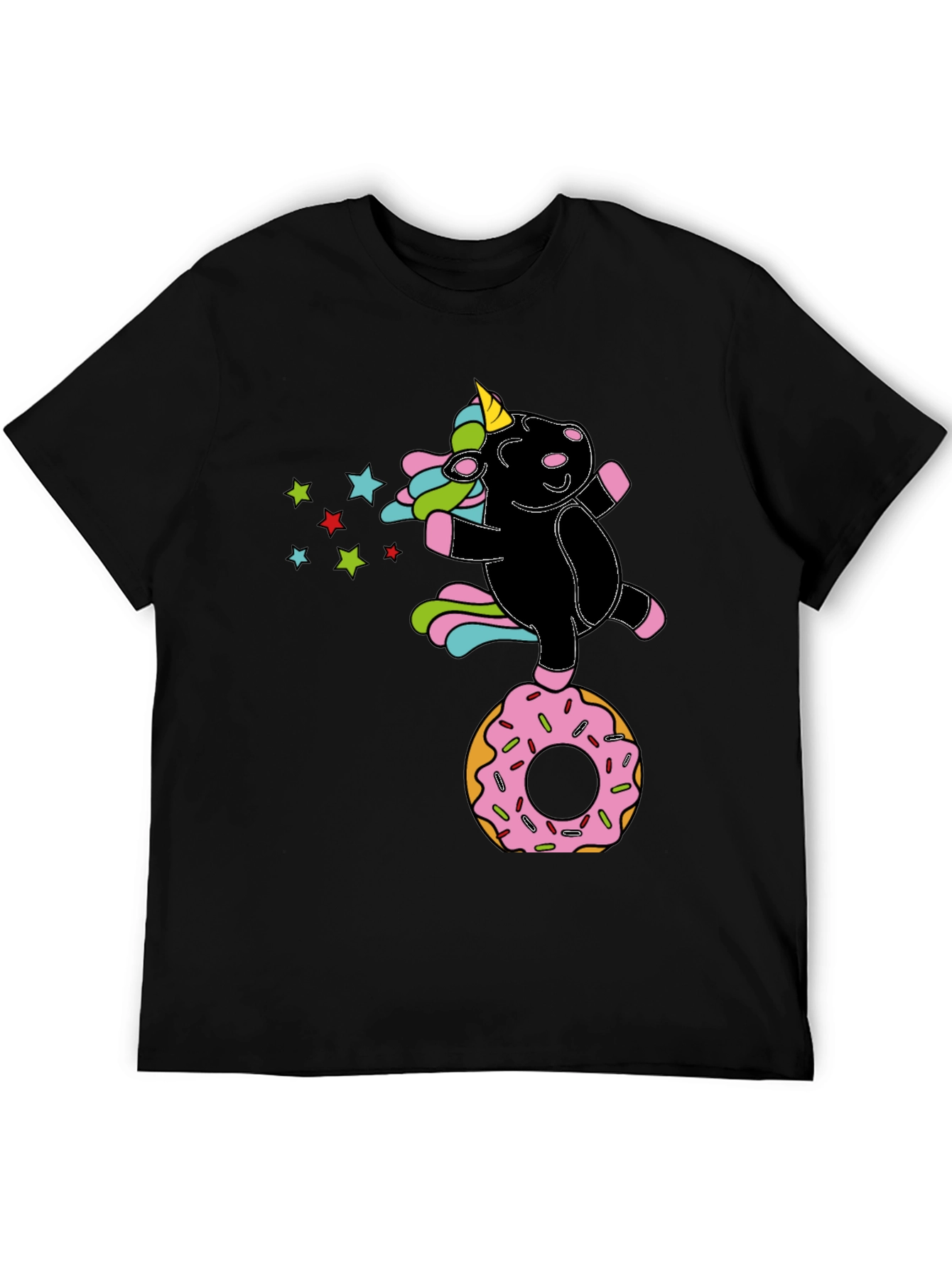 Black Unicorn Donut Black T-Shirt Fun Design view 5