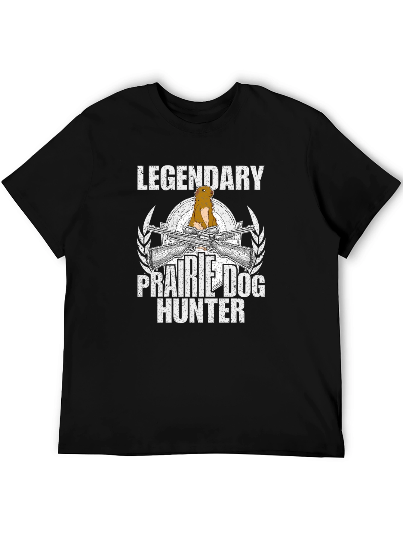 Black Legendary Prairie Dog Hunter Graphic T-Shirt view 5