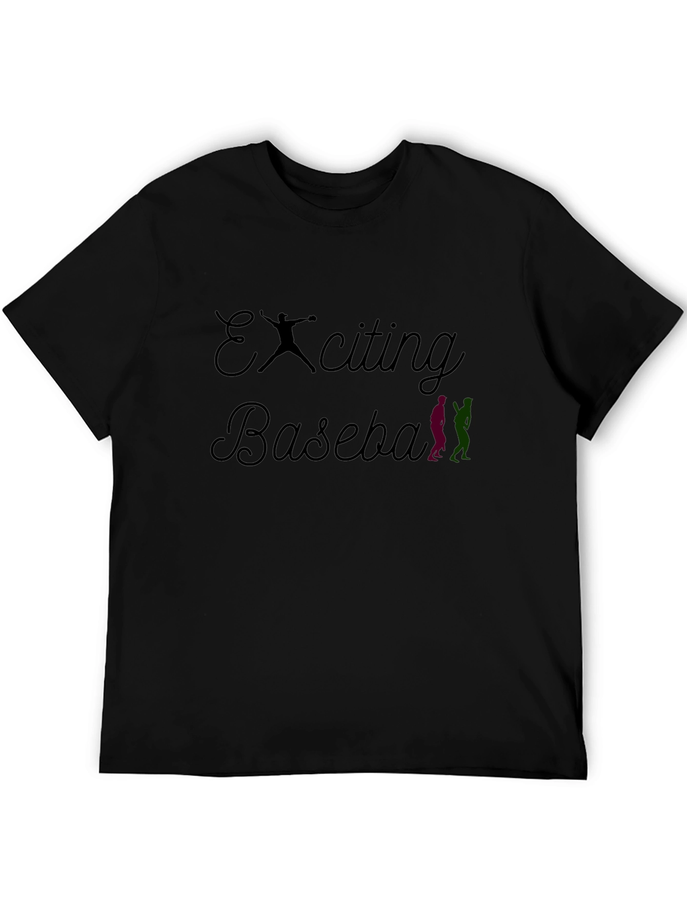Black Exciting Baseball Graphic Tee - Black T-Shirt view 5