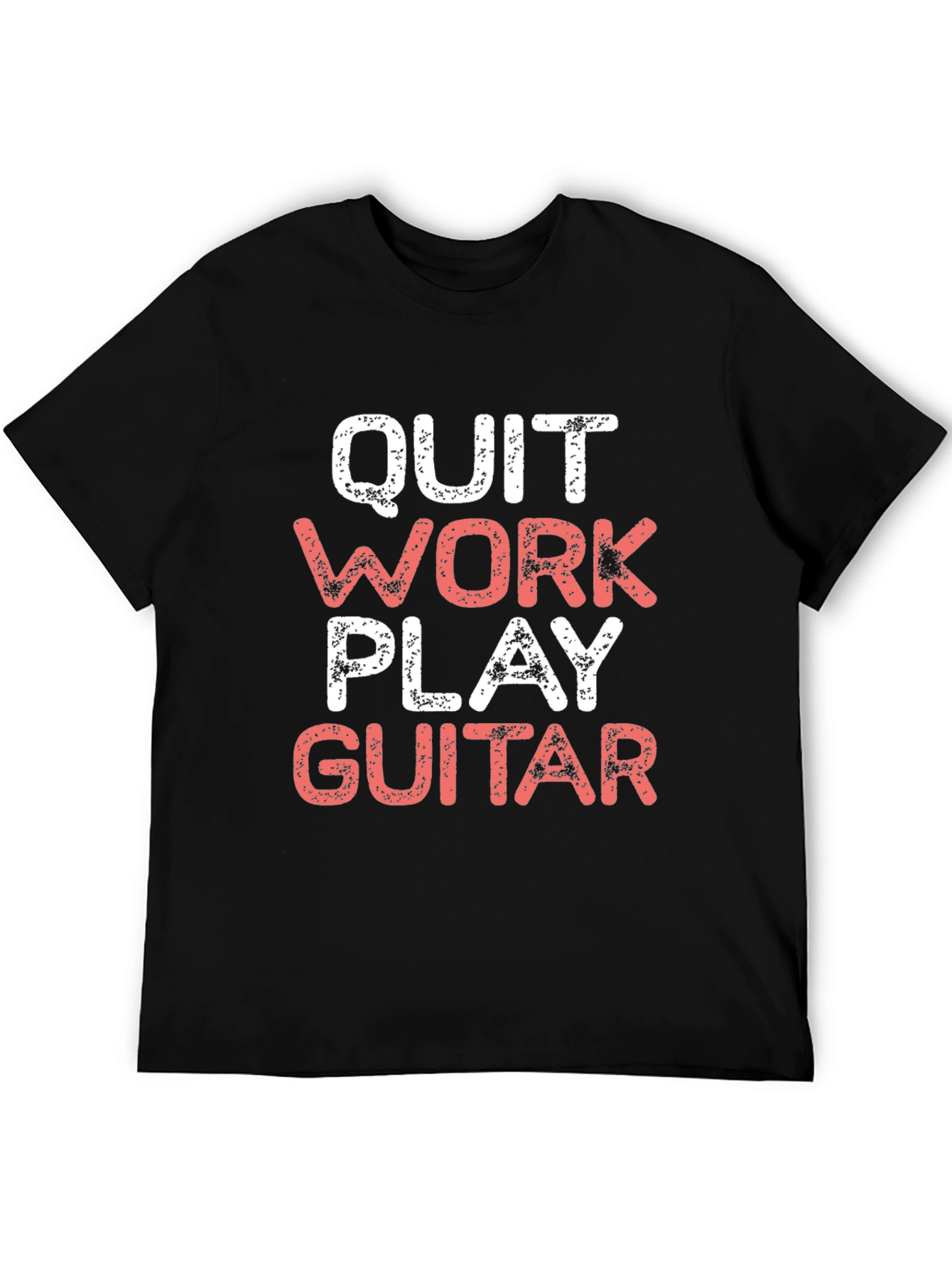 Black Quit Work Play Guitar Graphic Tee view 5