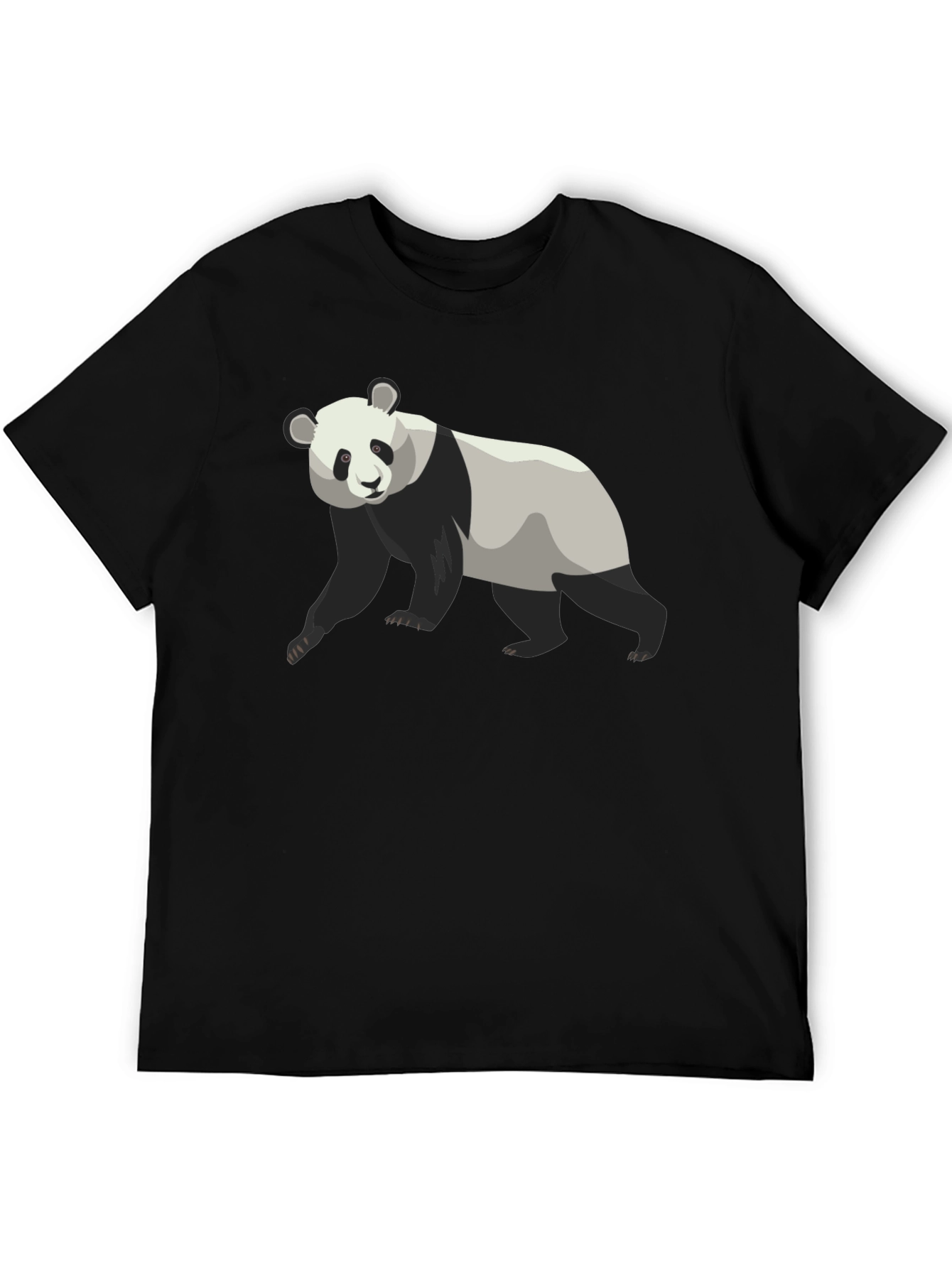 Black Panda Bear Graphic Tee - Black Cotton T-Shirt view 5