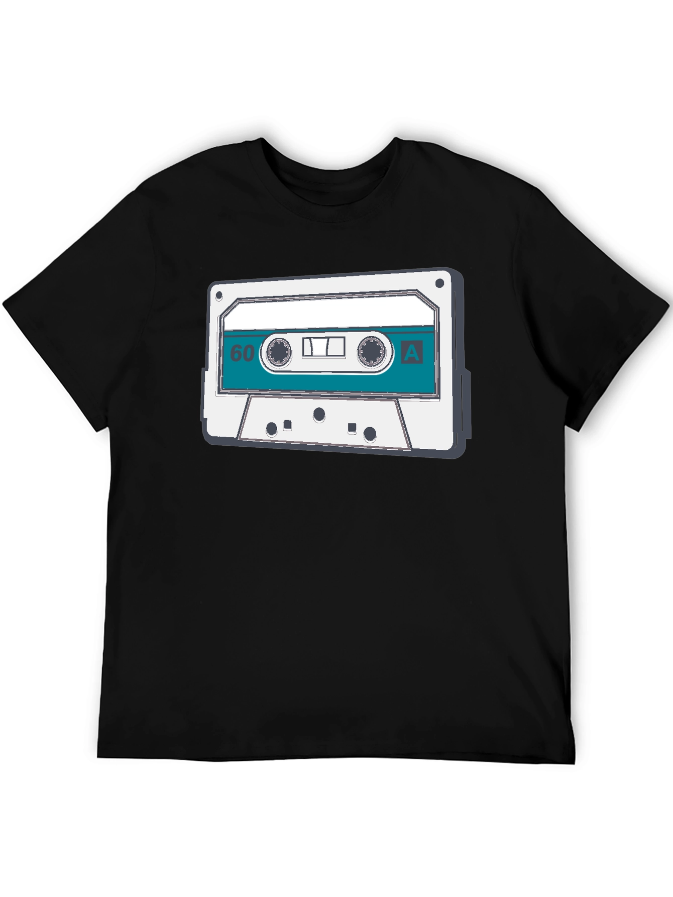 Black Retro Cassette Tape Graphic Tee - Vintage Music Lover Shirt view 5