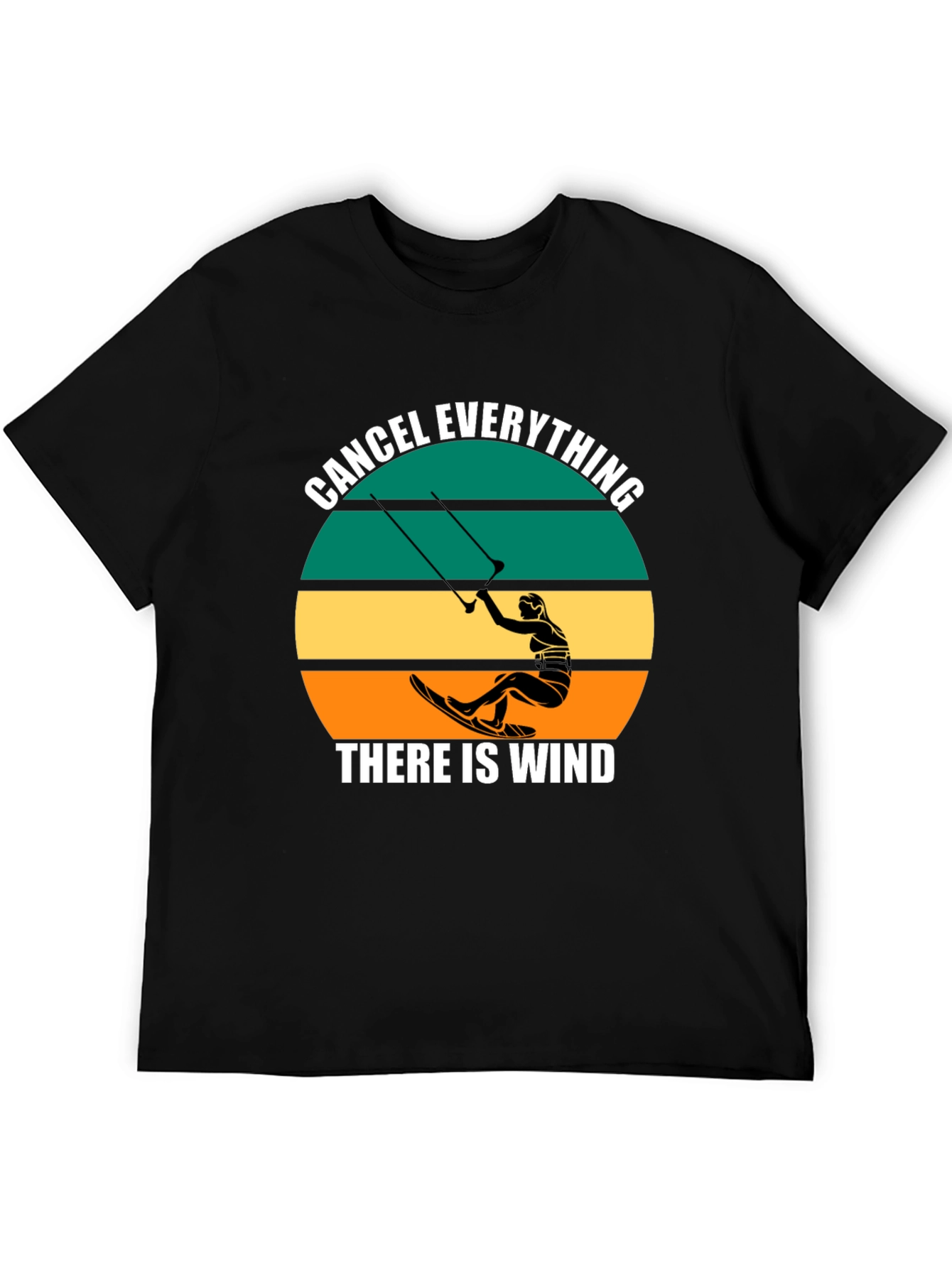 Black Cancel Everything Kitesurfing T-Shirt view 5