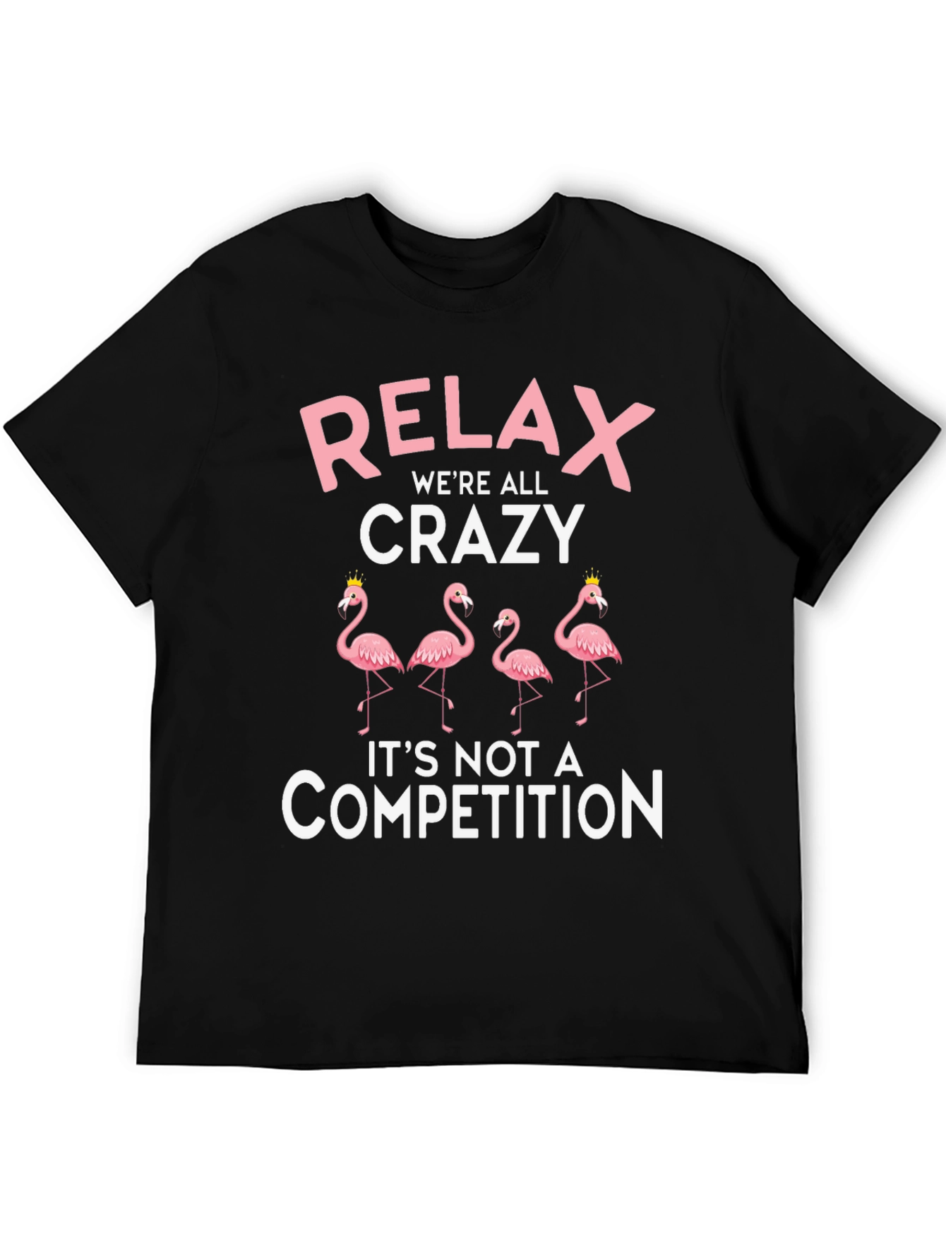 Black Relax We're All Crazy Flamingo Graphic Tee view 5
