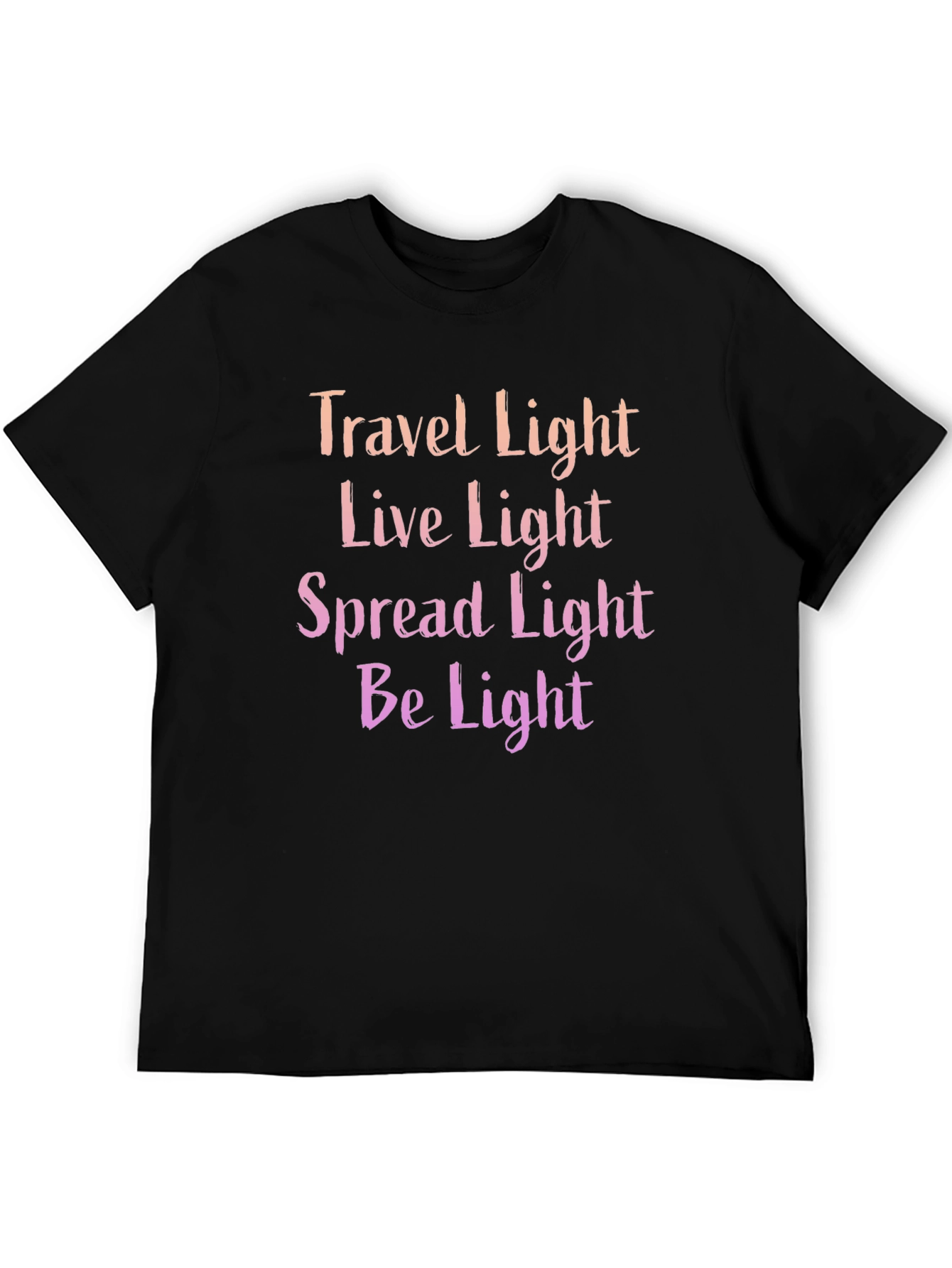Black Travel Live Spread Be Light T-Shirt view 5