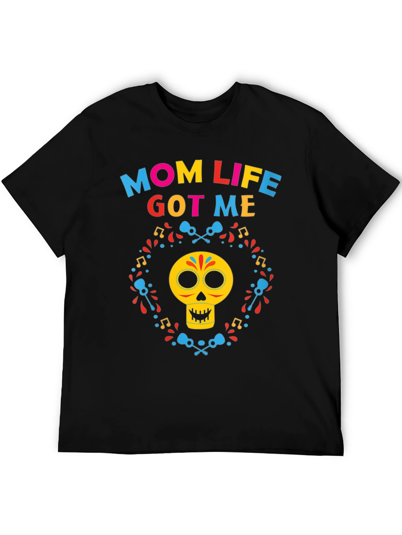 Black Mom Life Got Me Day of the Dead T-Shirt view 5
