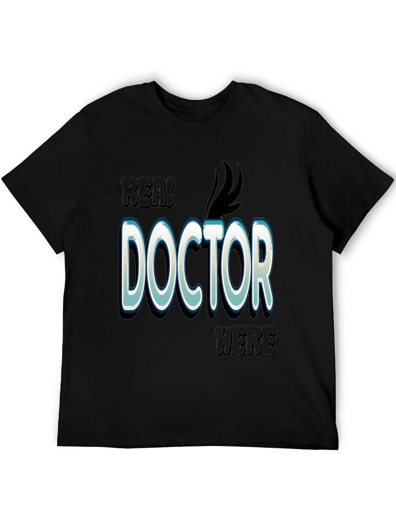 Black Real Doctor Here Black Cotton Graphic T-Shirt view 5