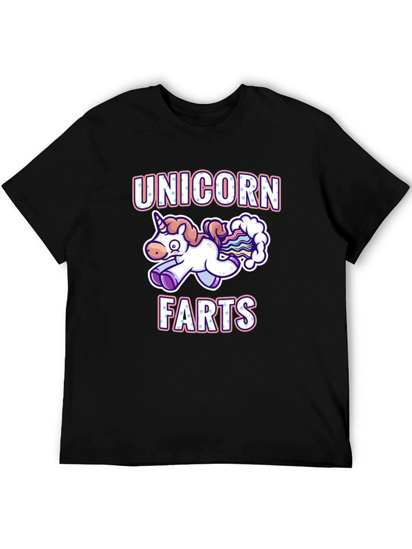 Black Unicorn Farts T-Shirt - Funny Cartoon Graphic Tee view 5