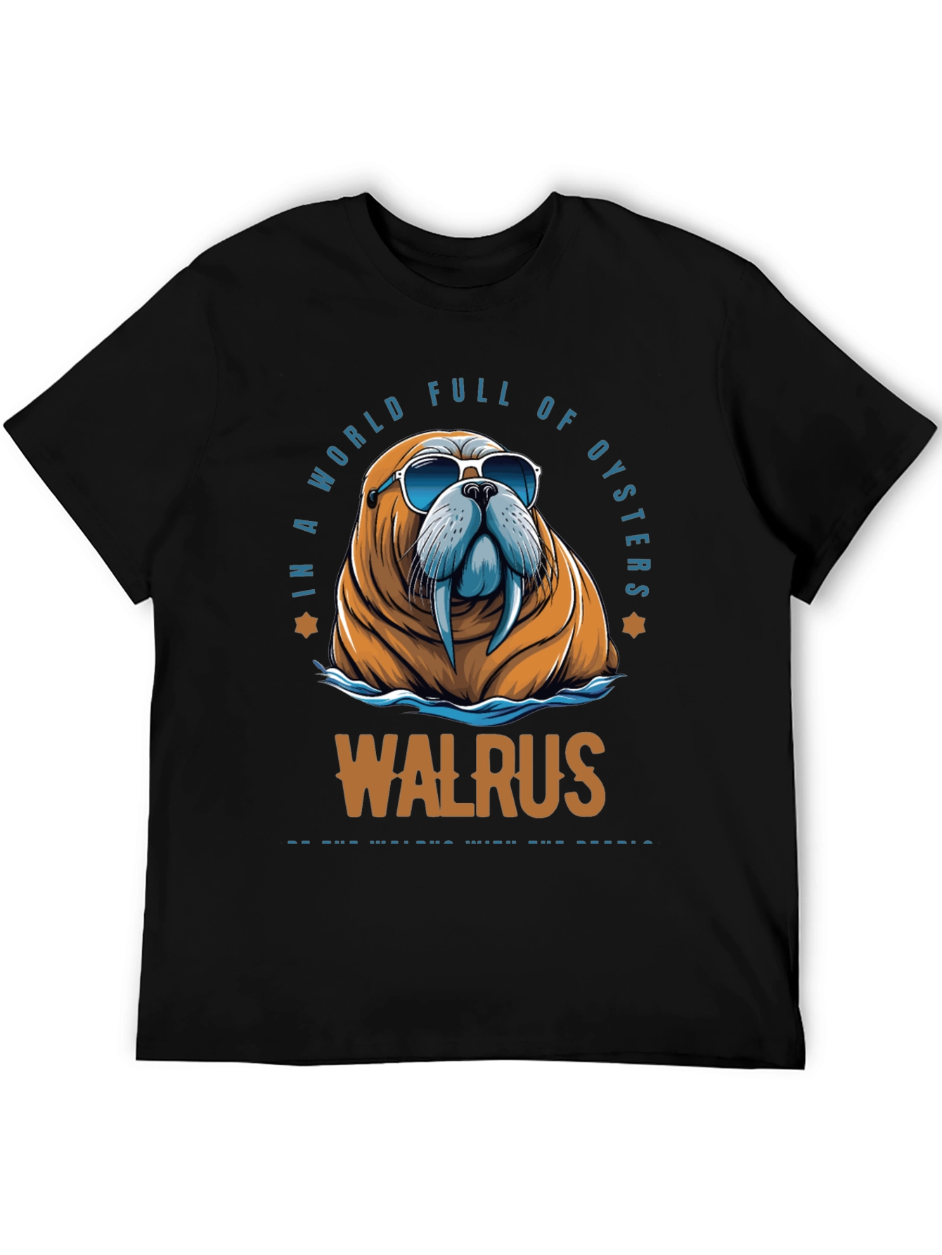 Black Cool Walrus Graphic T-Shirt view 5