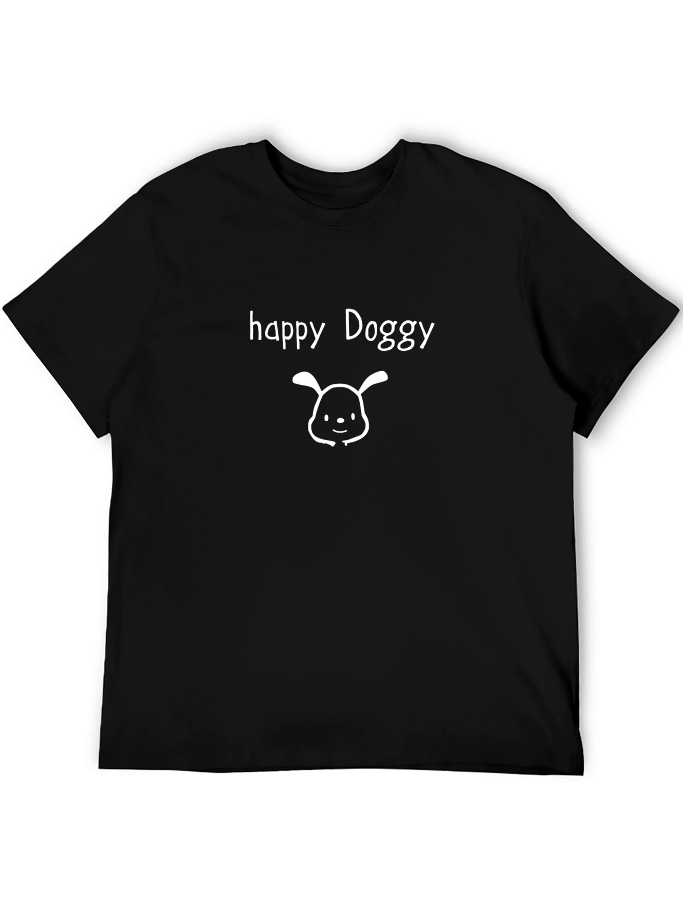 Black Happy Doggy Graphic T-Shirt - Comfortable Black Tee view 5