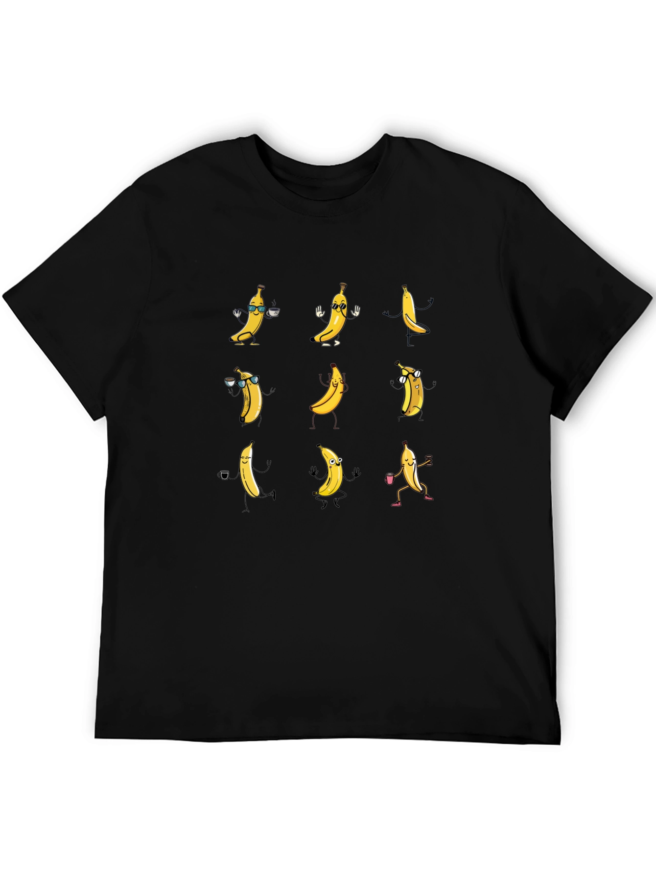 Black Dancing Bananas Graphic Tee - Black Cotton T-Shirt view 5