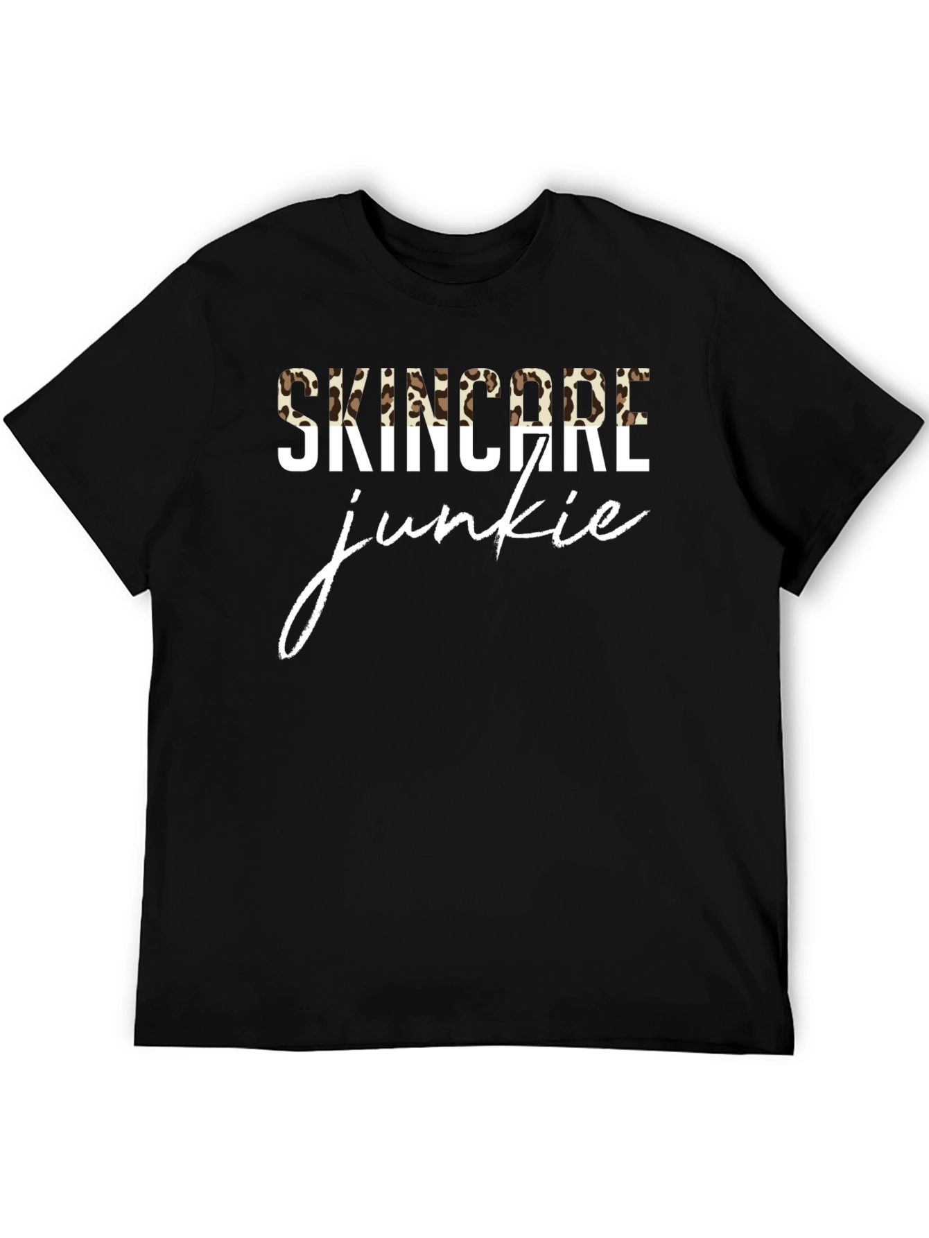 Black Skincare Junkie Graphic Tee - Trendy Leopard Print T-Shirt view 5