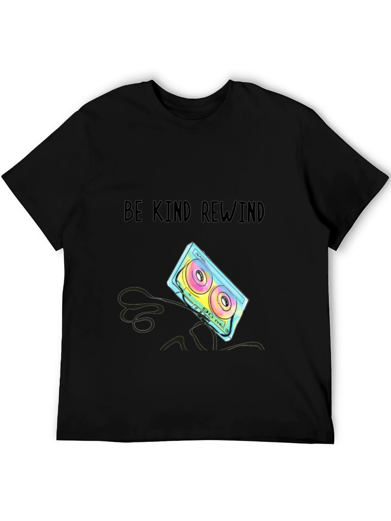 Black Be Kind Rewind Cassette Tape T-Shirt view 5