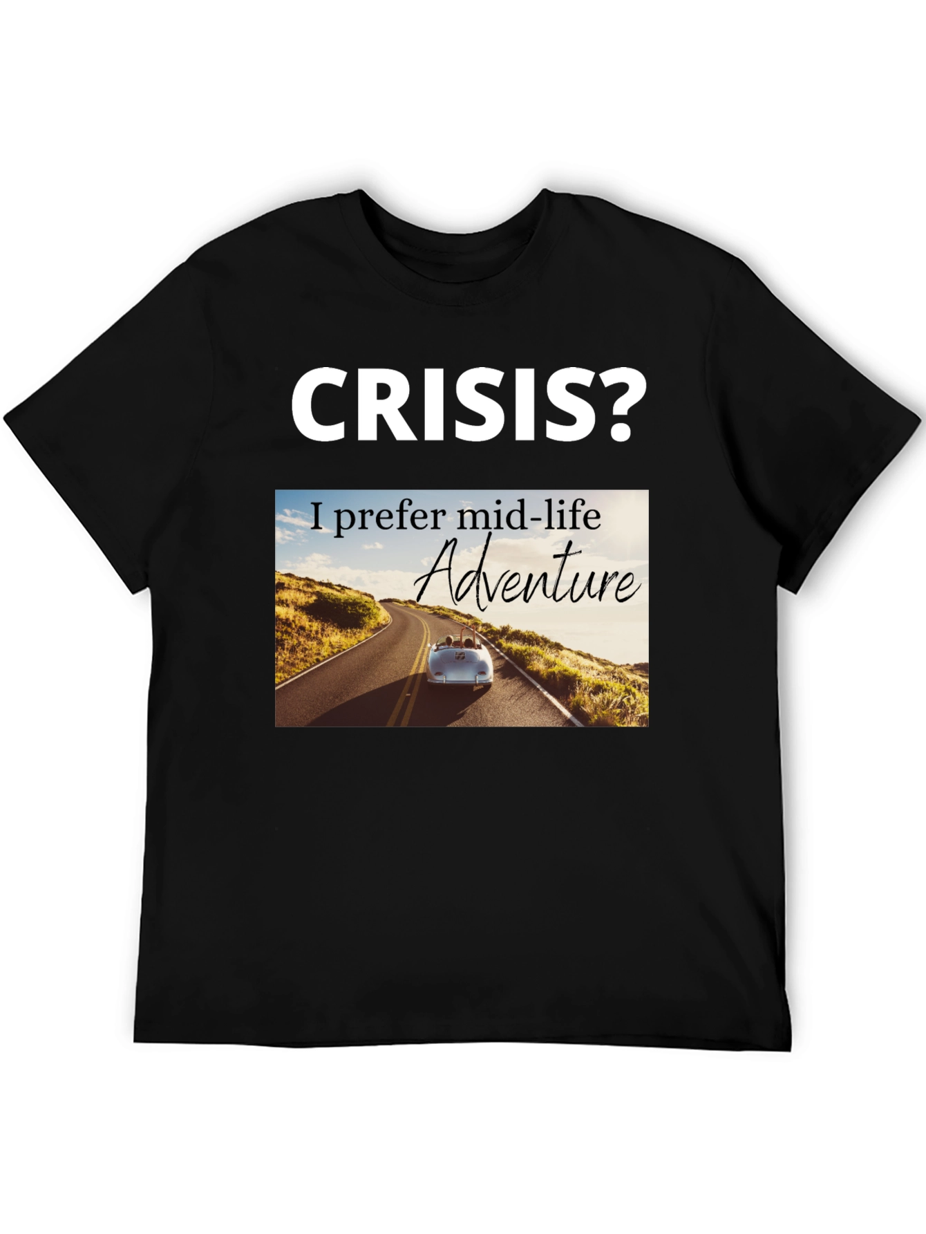 Black Midlife Adventure Graphic Tee -  Novelty T-Shirt view 5