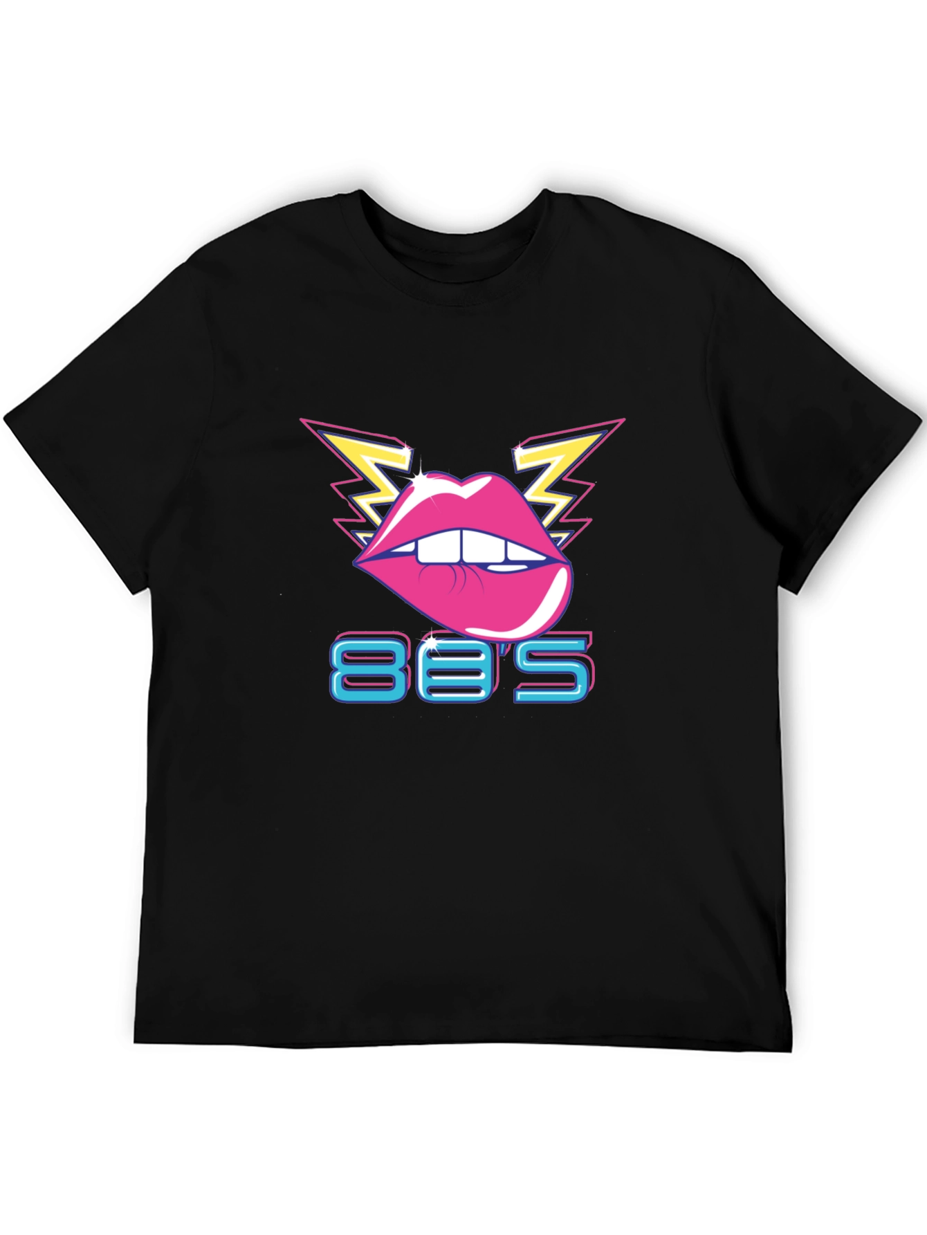 Black Retro 80's Lips Graphic T-Shirt view 5