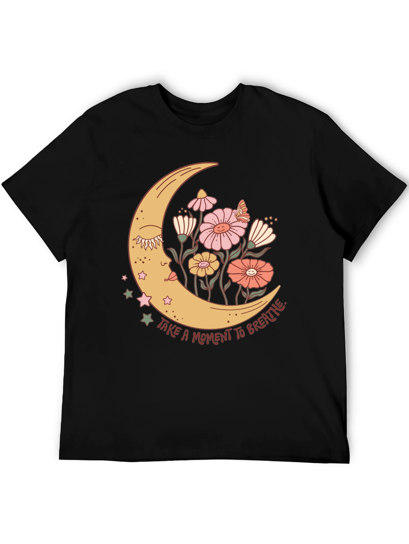 Black Moon Flower Graphic T-Shirt view 5