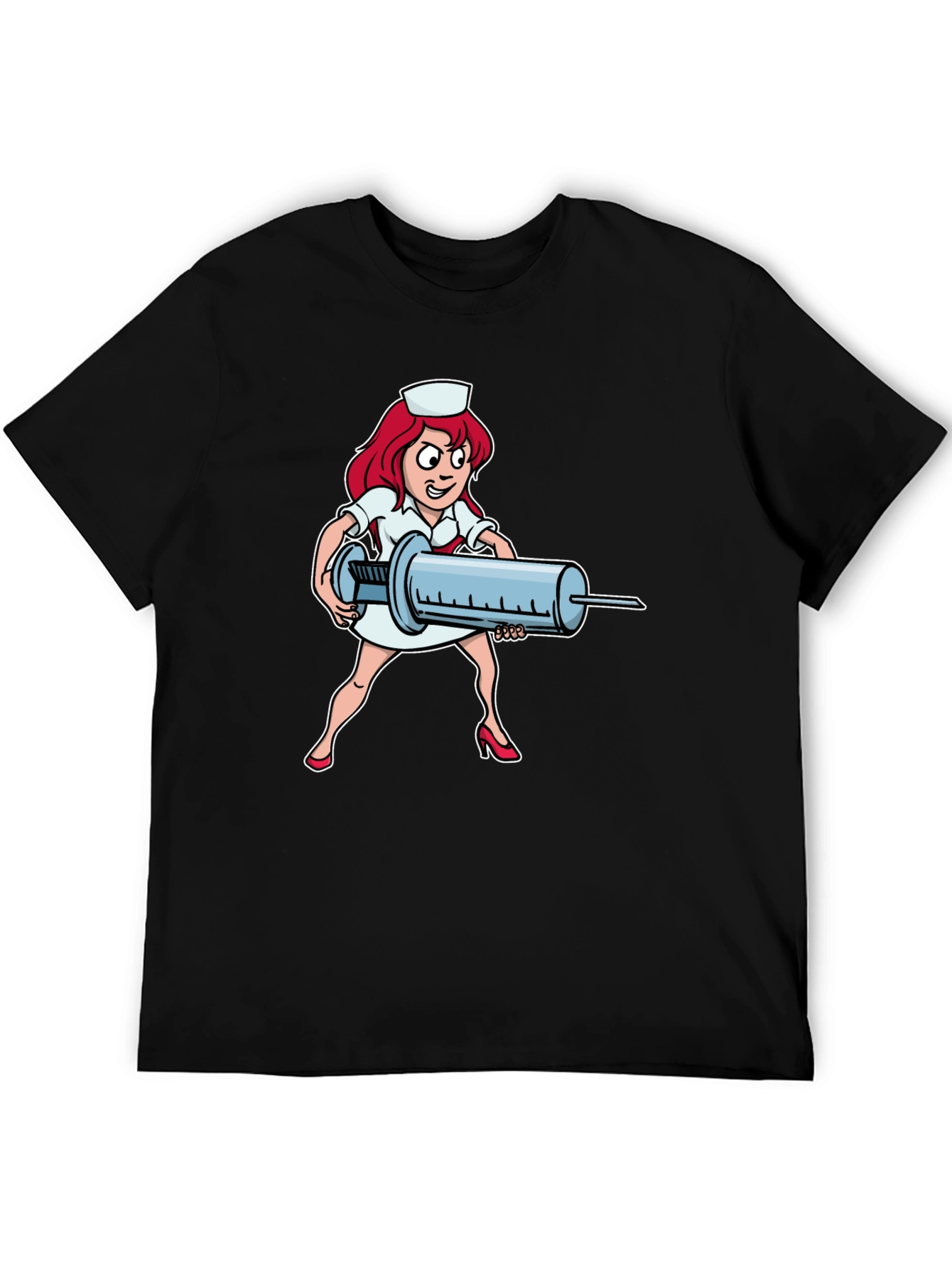 Black Cartoon Nurse Graphic T-Shirt view 5