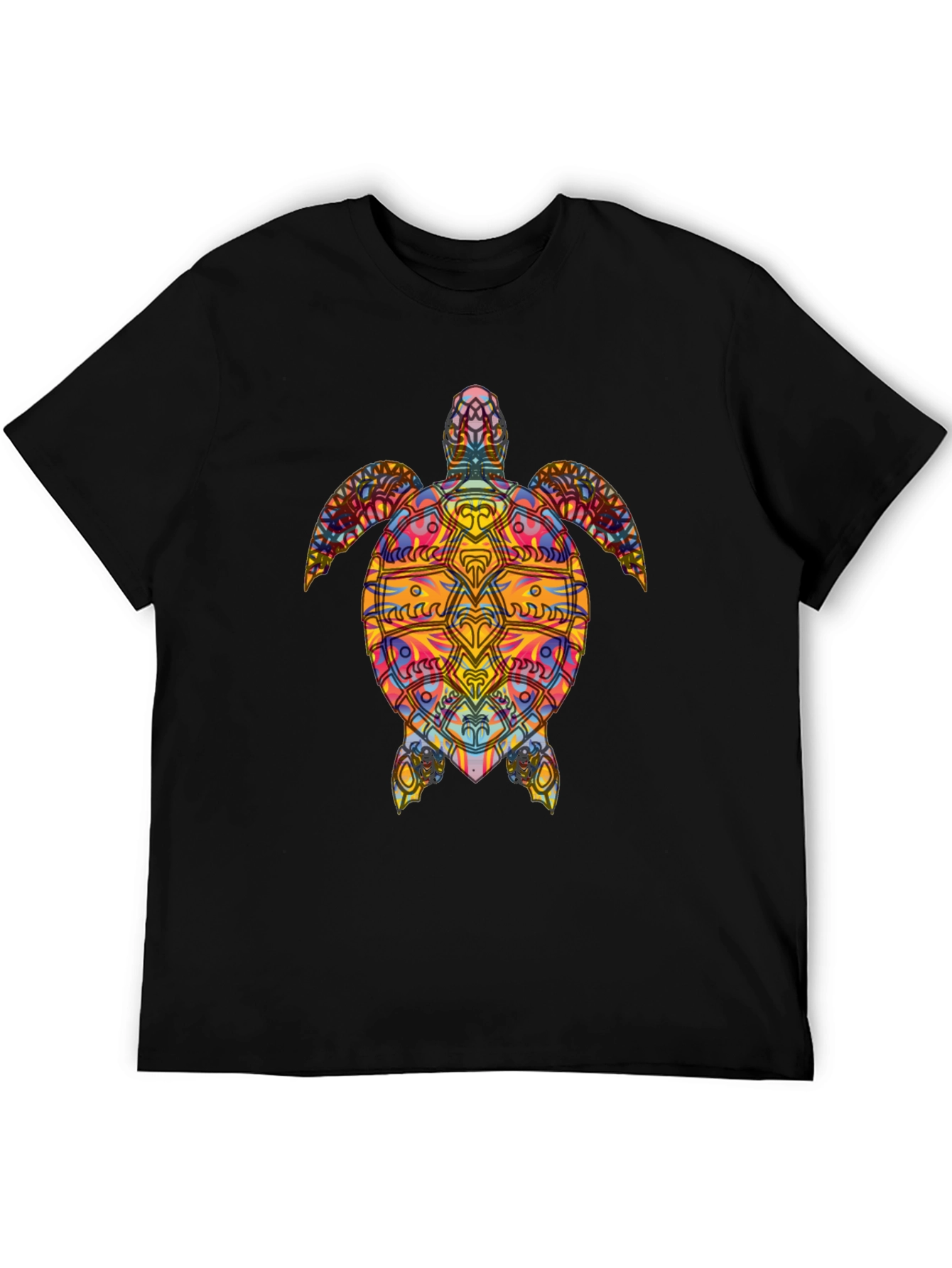 Black Colorful Turtle Graphic Black T-Shirt view 5