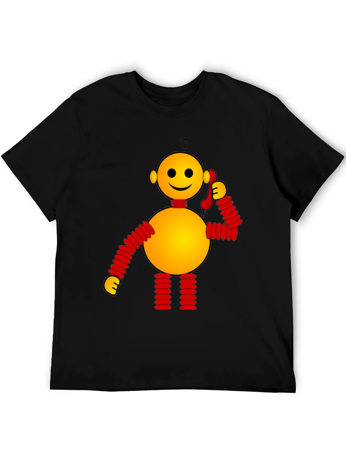 Black Whimsical Robot Graphic Tee - Black view 5