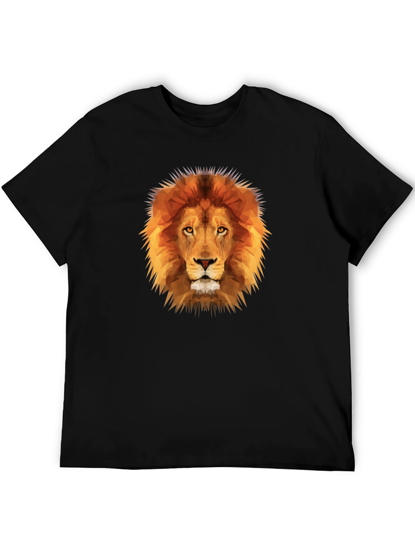 Black Geometric Lion Head Graphic Tee view 5