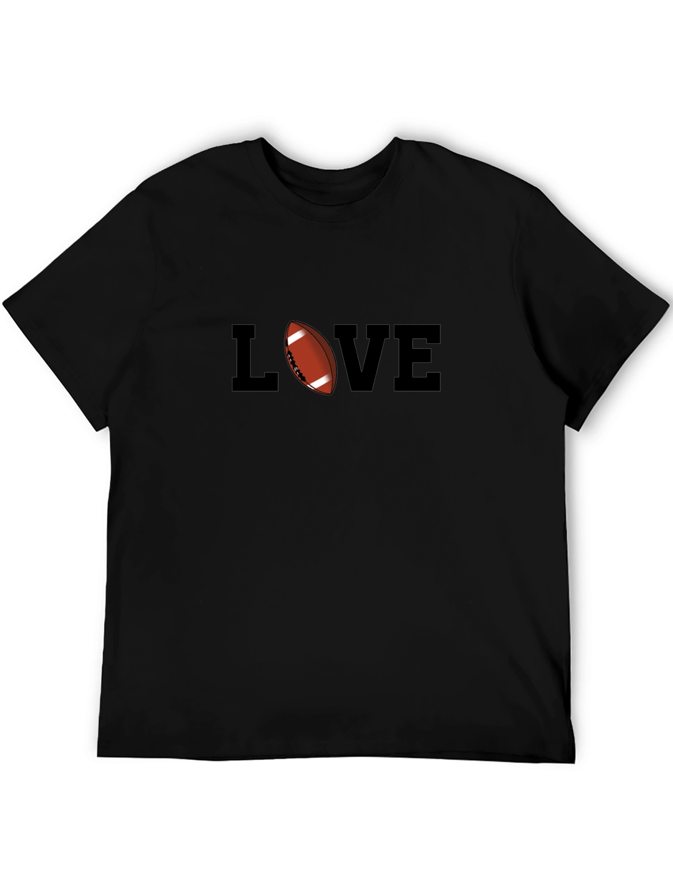 Black Love Football Black T-Shirt - Sportswear Tee view 5