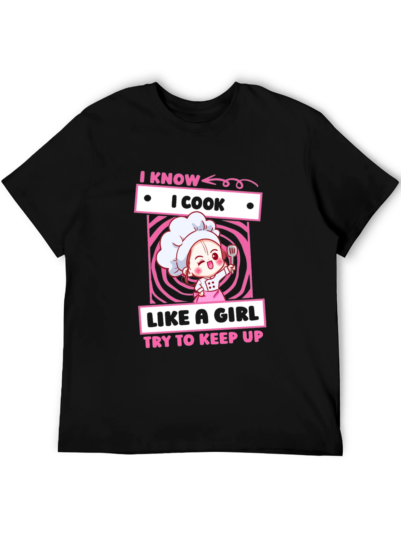 Black I Know I Cook Like a Girl Black T-Shirt view 5