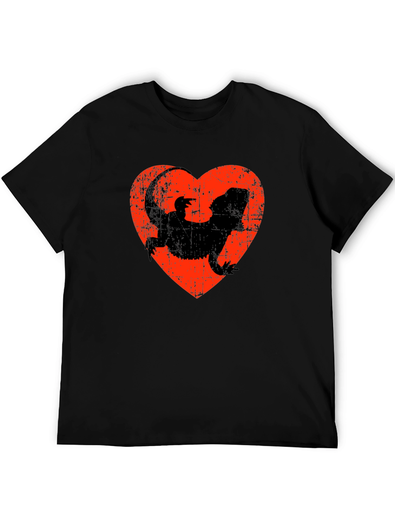 Black Bearded Dragon Heart T-Shirt - Reptile Lover Gift view 5
