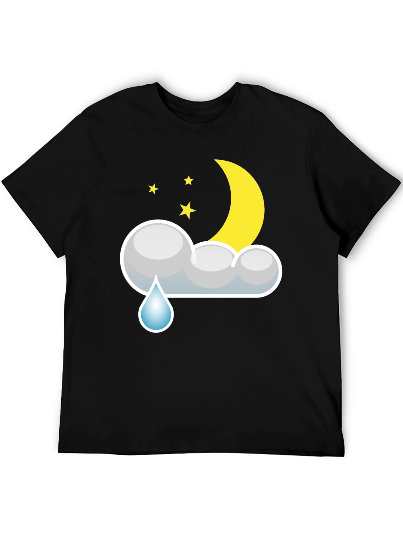 Black Cloud Rain Moon Star T-Shirt - Black view 5