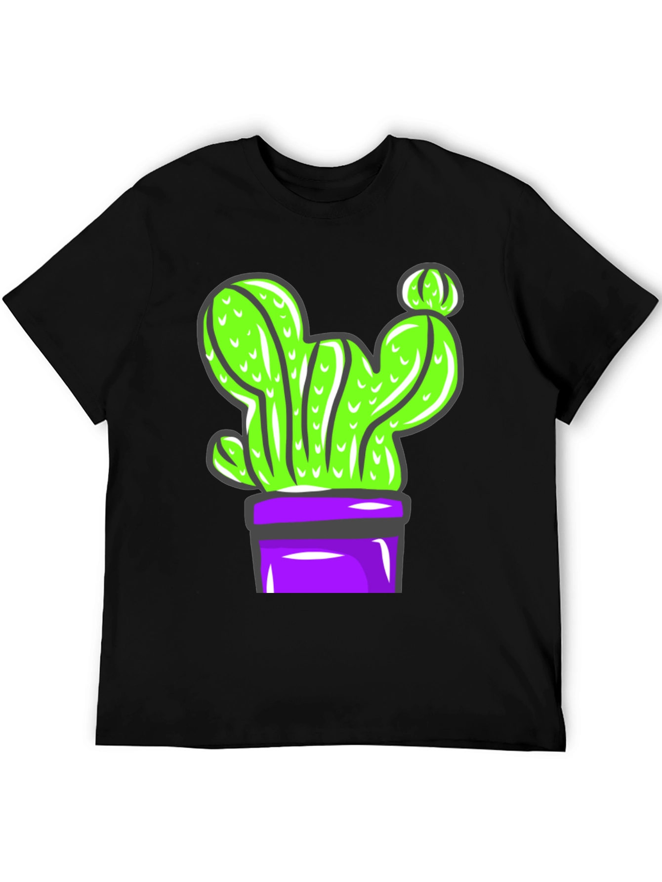 Black Cactus Graphic Tee - Potted Plant Design view 5