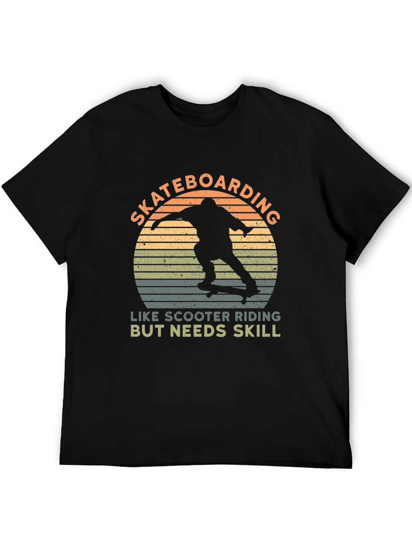Black Skateboarding T-Shirt - Like Scooter Riding, But Needs Skill view 5