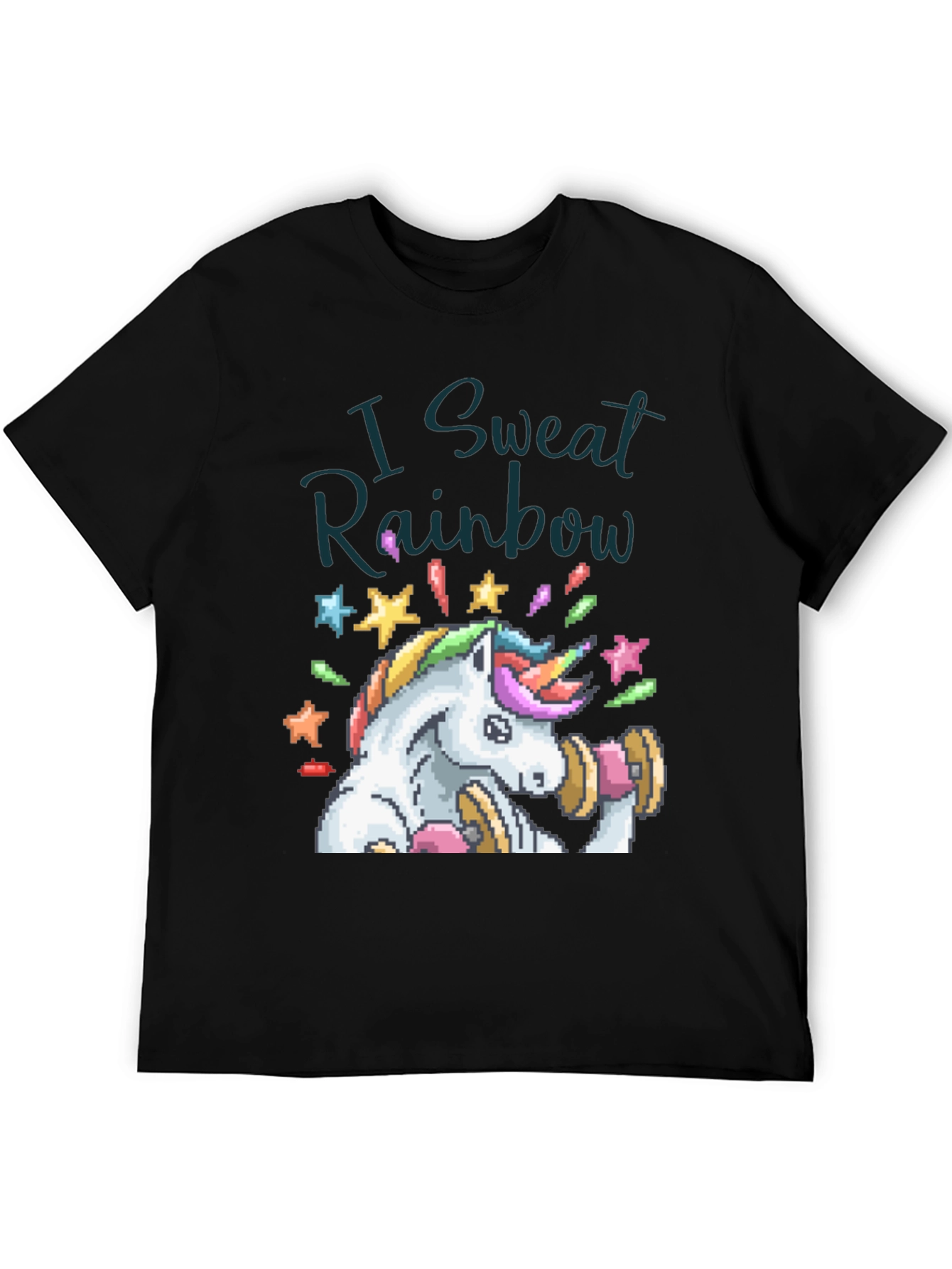 Black I Sweat Rainbow Unicorn Graphic Tee view 5