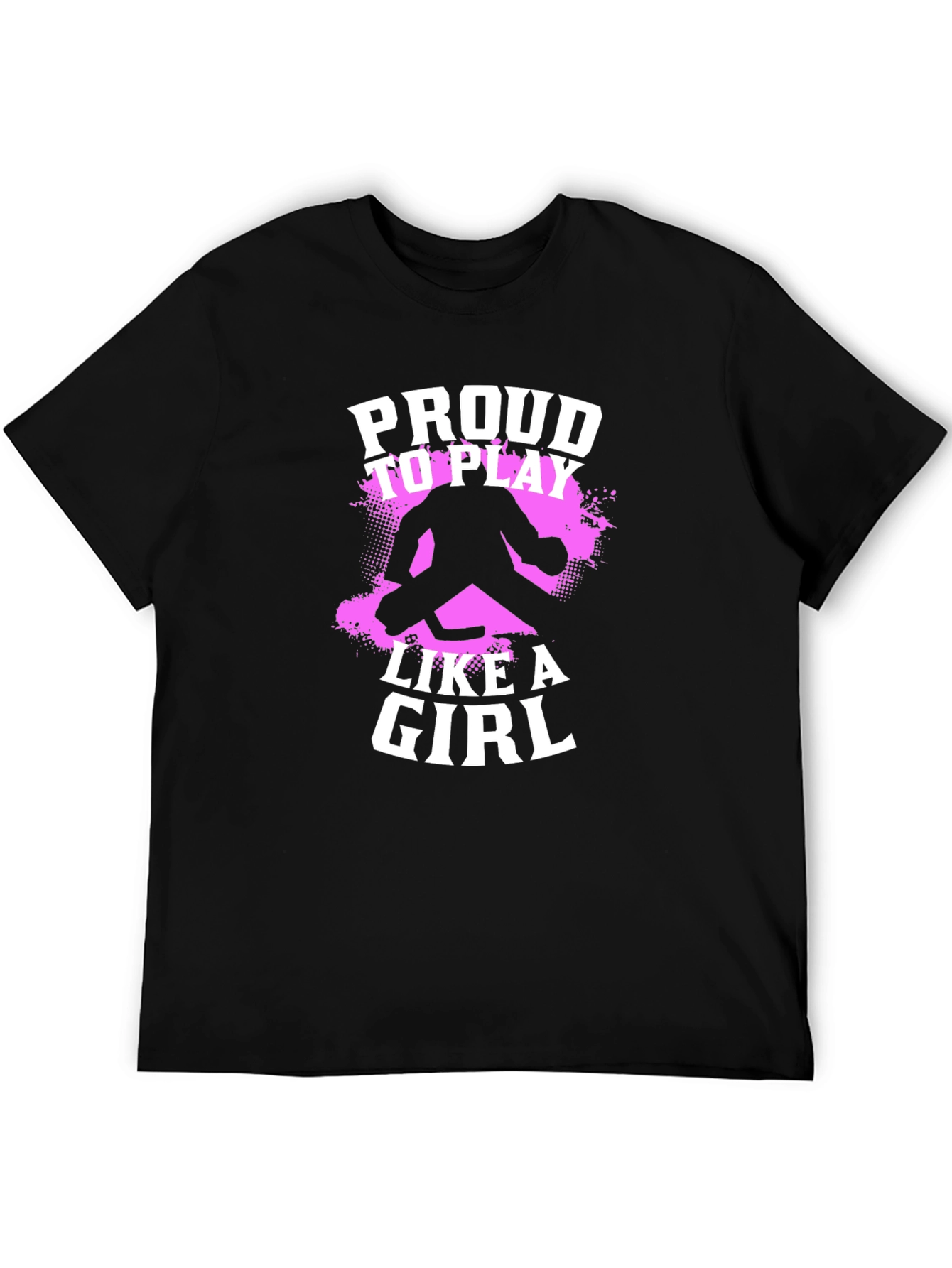 Black Proud to Play Like a Girl Hockey Graphic T-Shirt view 5
