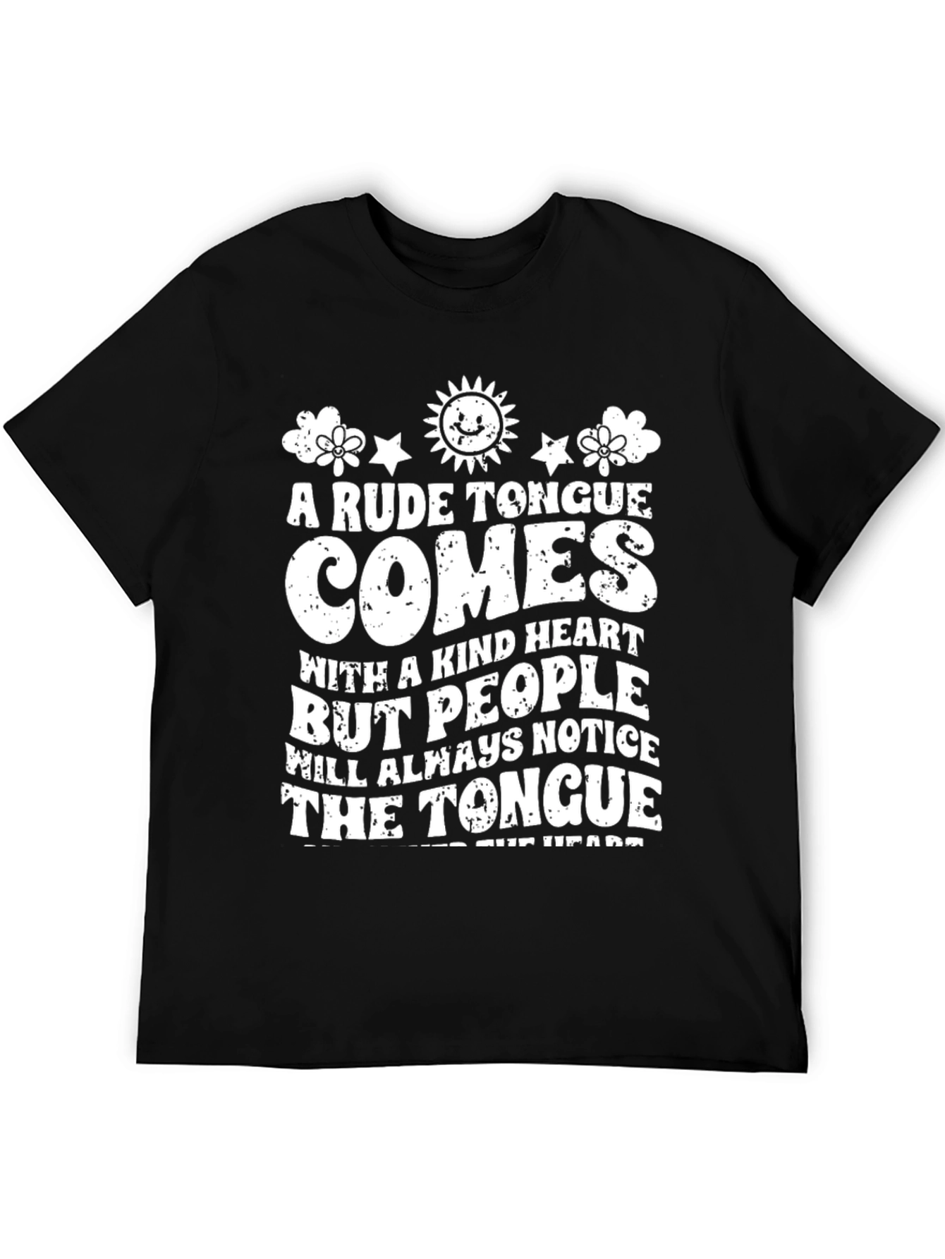 Black Rude Tongue Kind Heart Graphic Tee - Unisex Cotton T-Shirt view 5
