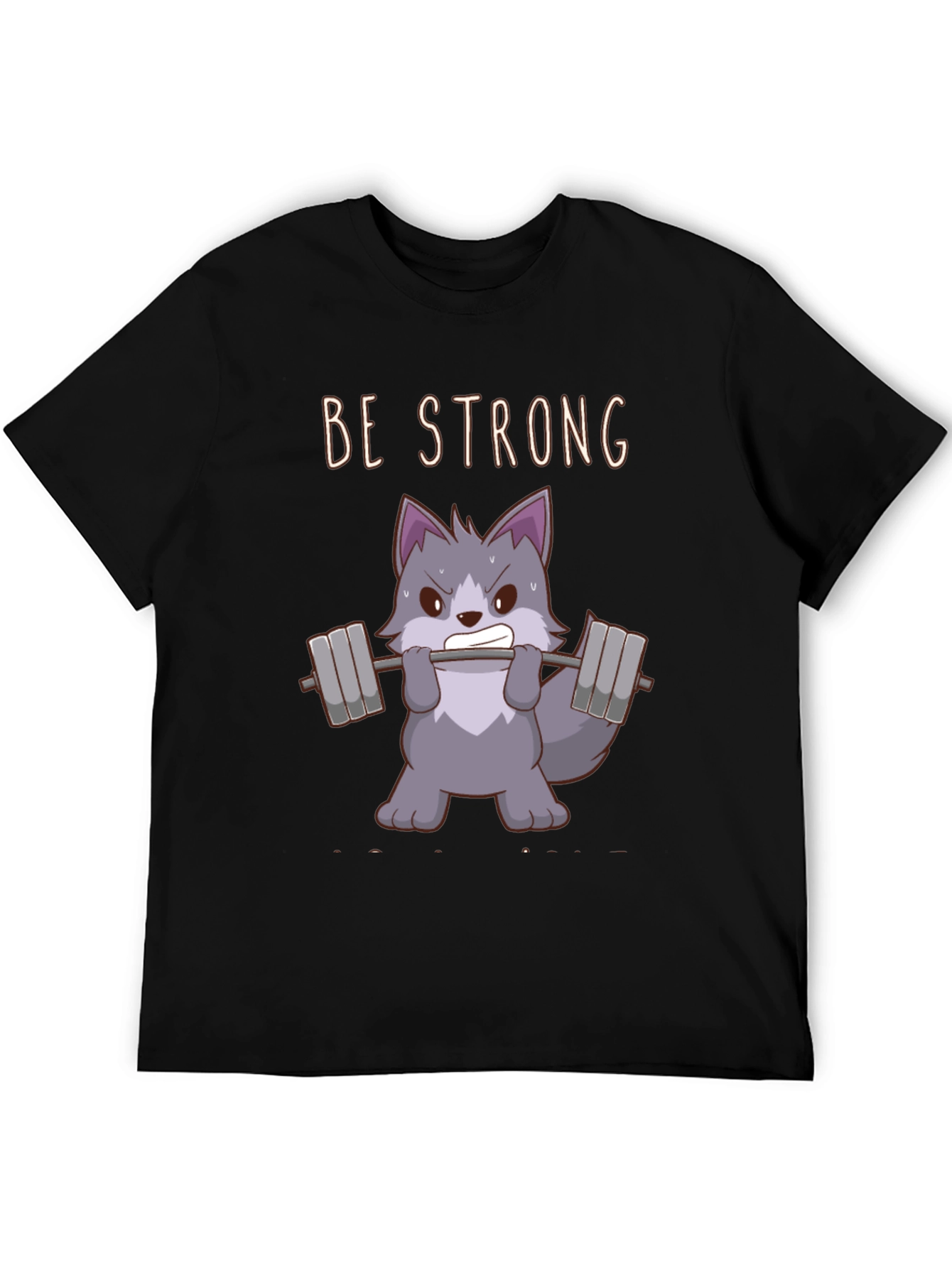 Black Be Strong Wolf Graphic T-Shirt - Black Cotton Tee view 5