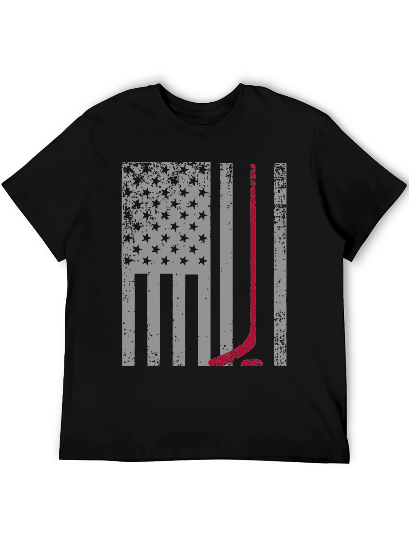 Black Hockey American Flag T-Shirt view 5