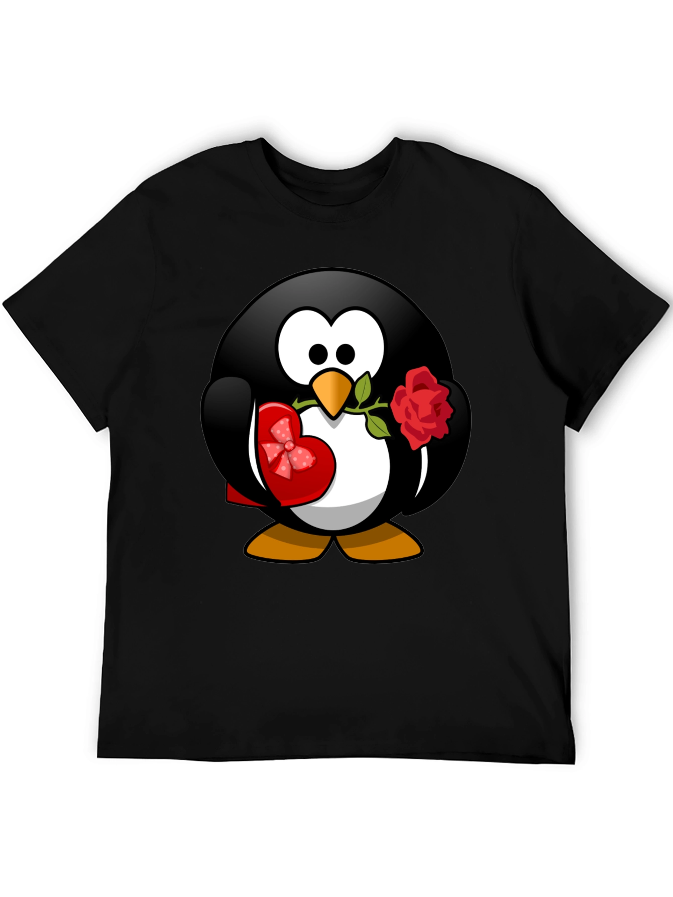 Black Penguin Love T-Shirt - Valentine's Day Gift view 5