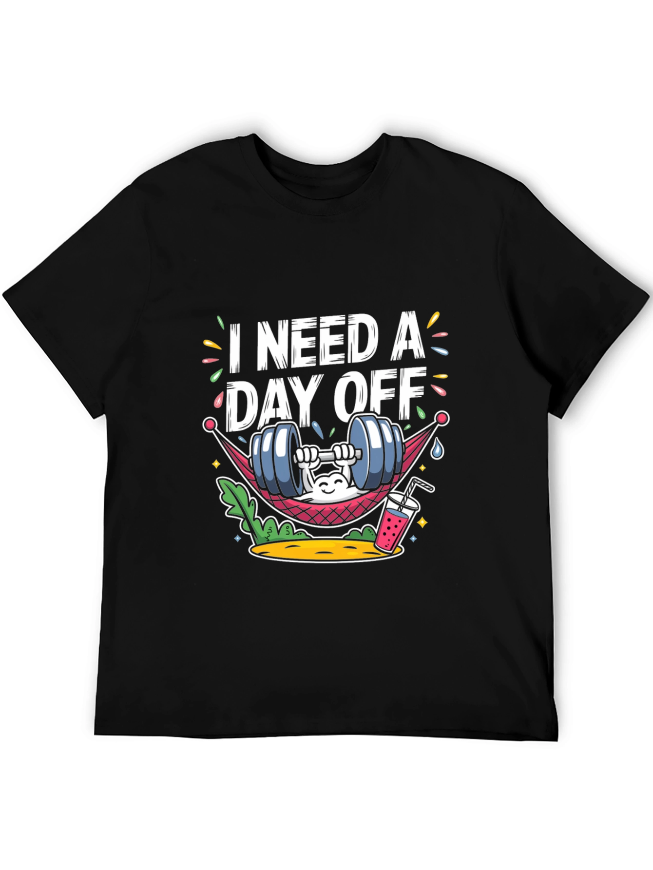 Black I Need A Day Off Graphic Tee - Funny Workout Shirt view 5