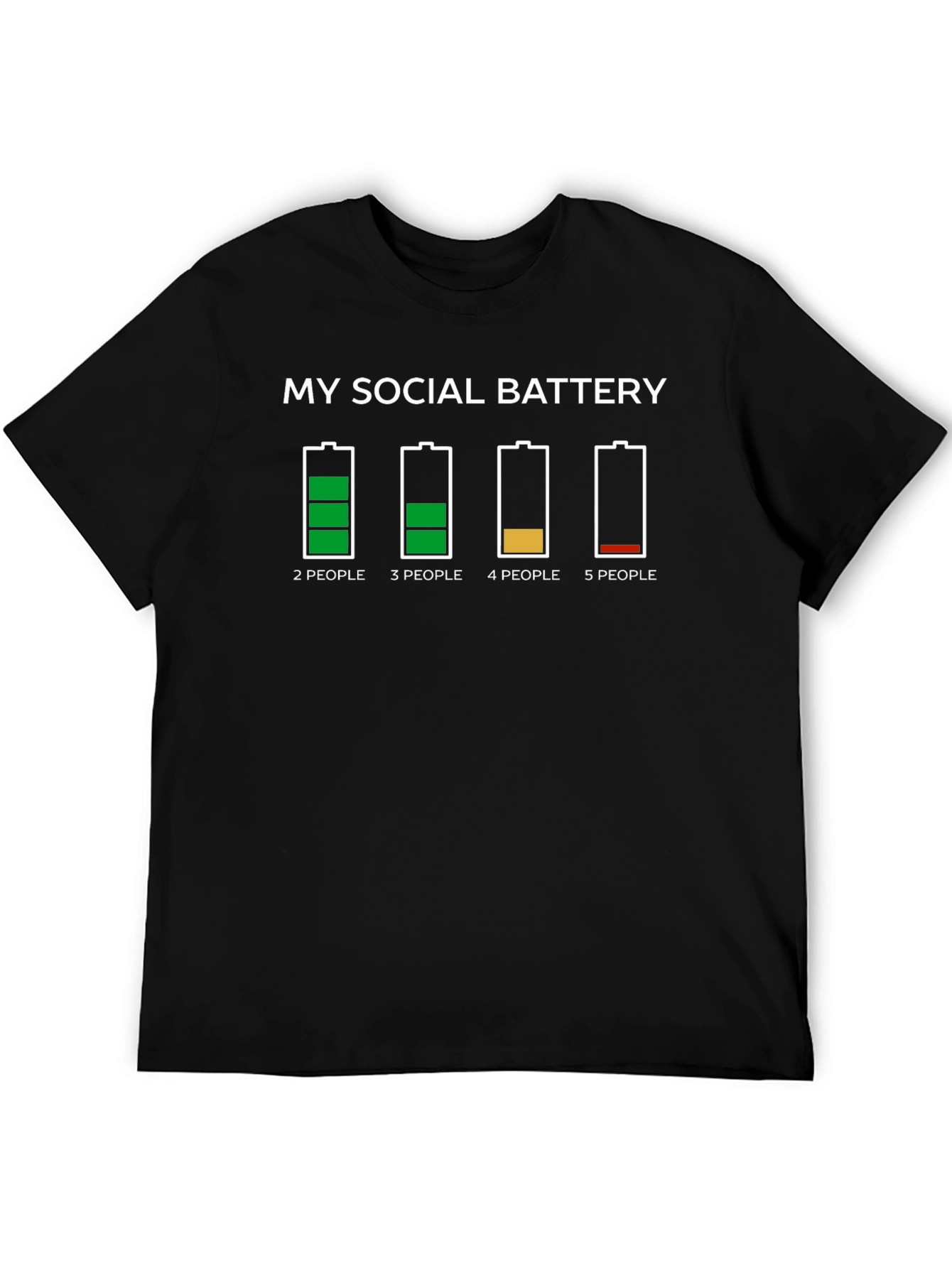 Black My Social Battery Funny Graphic Tee view 5