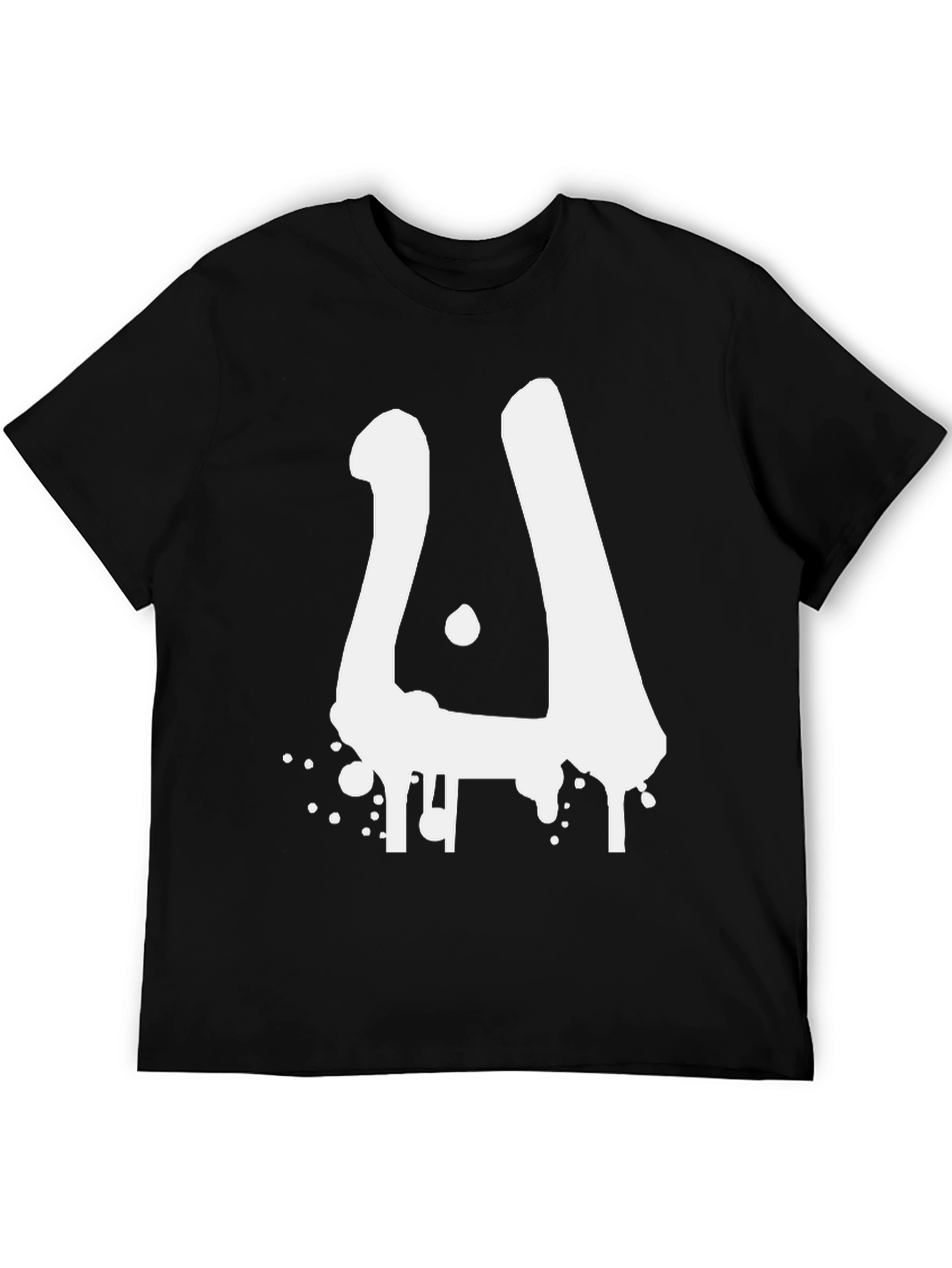 Black Men's Black Graphic Tee - Abstract White Design view 5