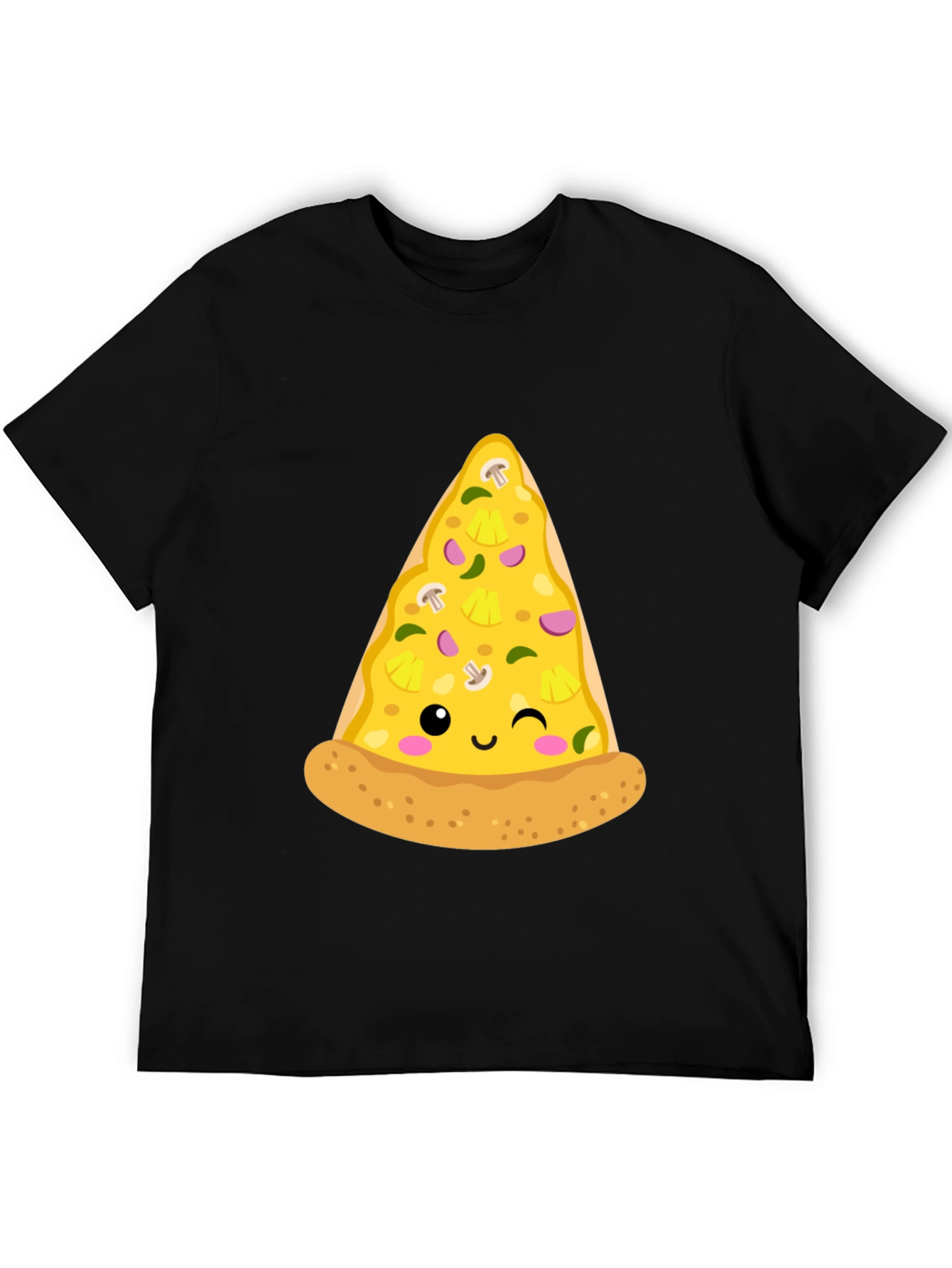Black Pizza Slice Graphic Tee - Casual Black T-Shirt view 5