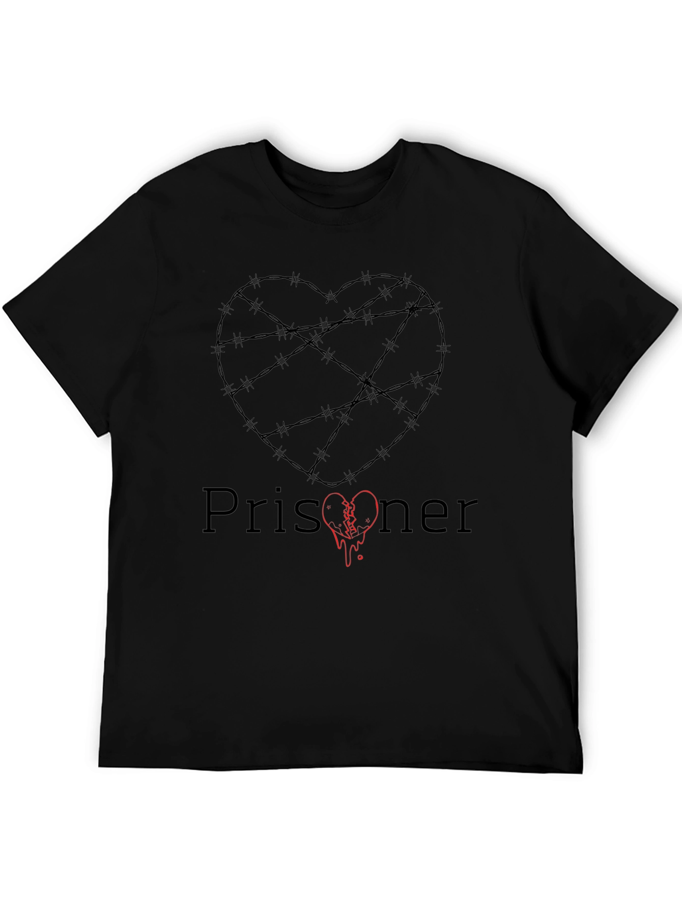 Black Prisoner Heart Graphic T-Shirt - Dark Humor Tee view 5