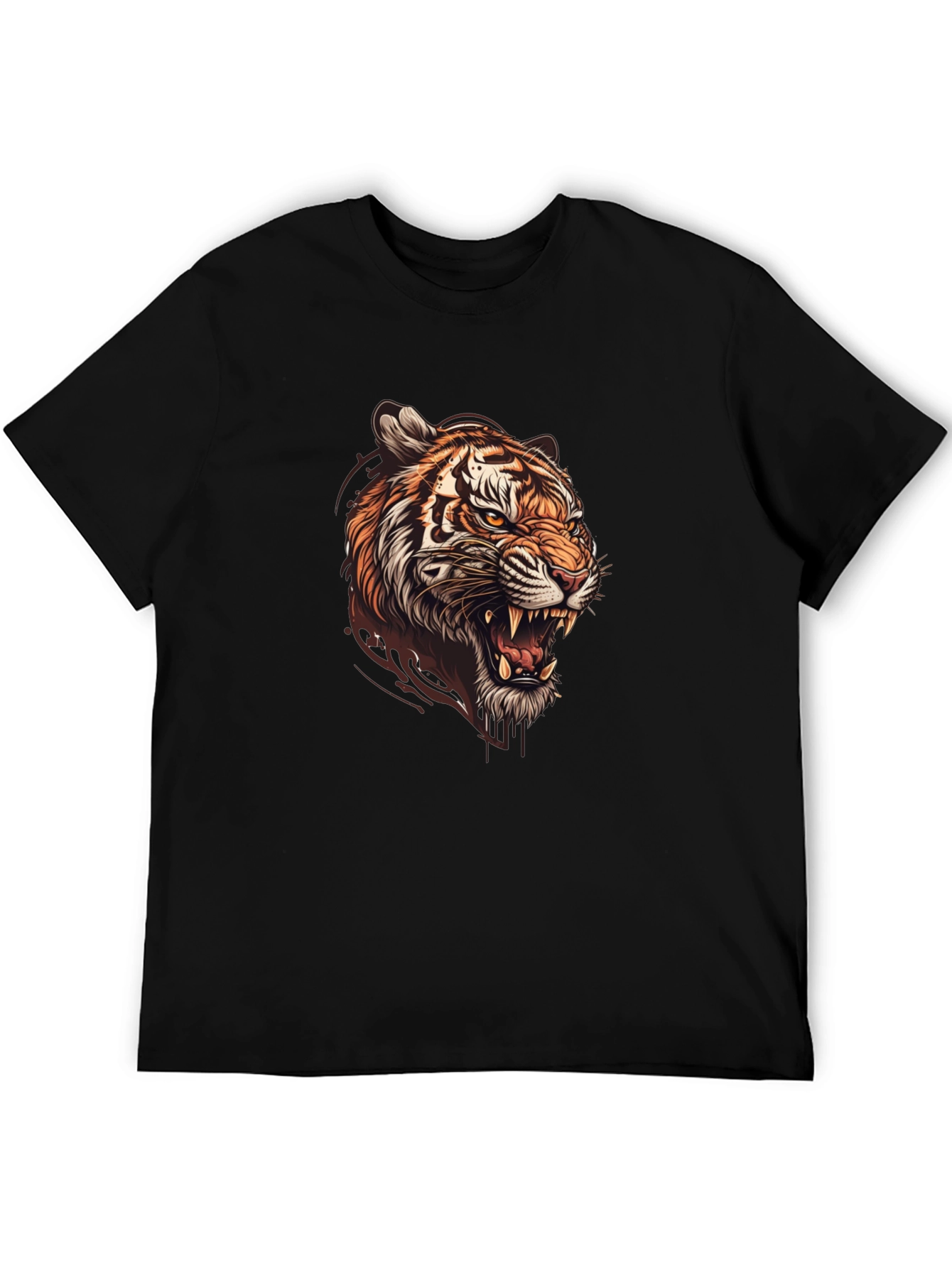 Black Tiger Graphic Black T-Shirt - Bold Design view 5