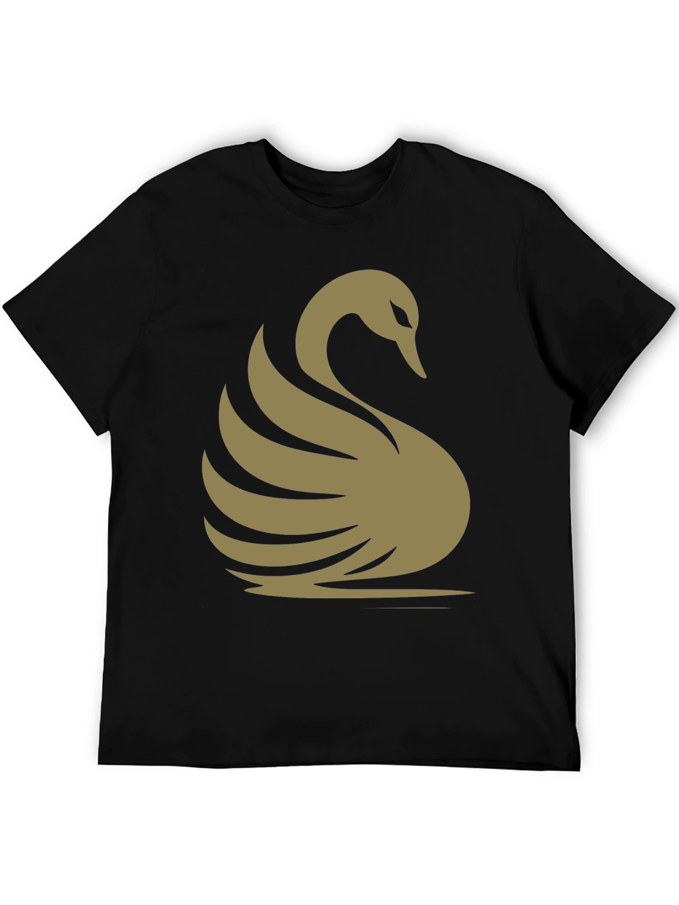 Black Elegant Swan Graphic Tee - Classic Black Cotton T-Shirt view 5