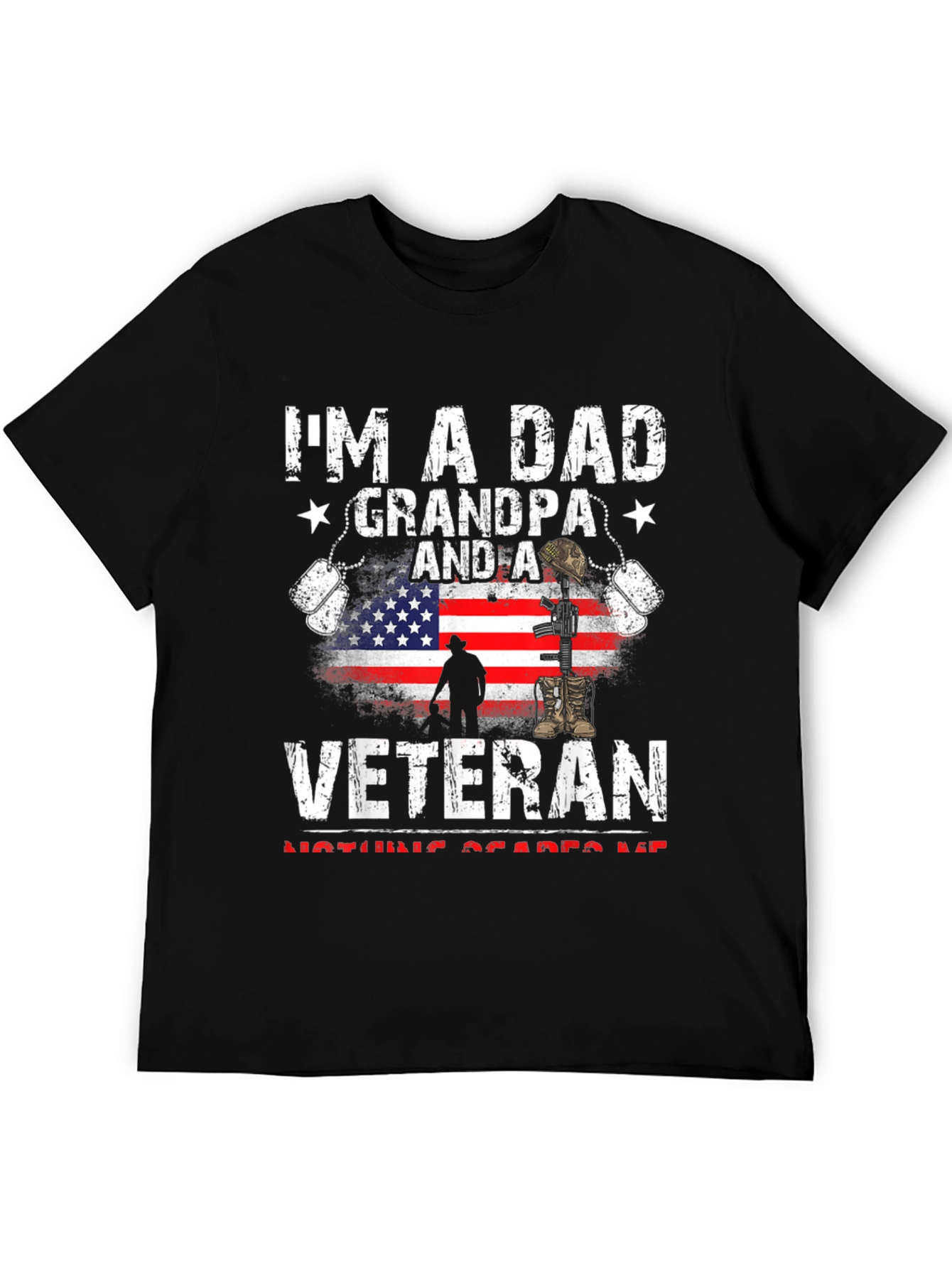 Black Dad Grandpa Veteran Graphic Tee view 5