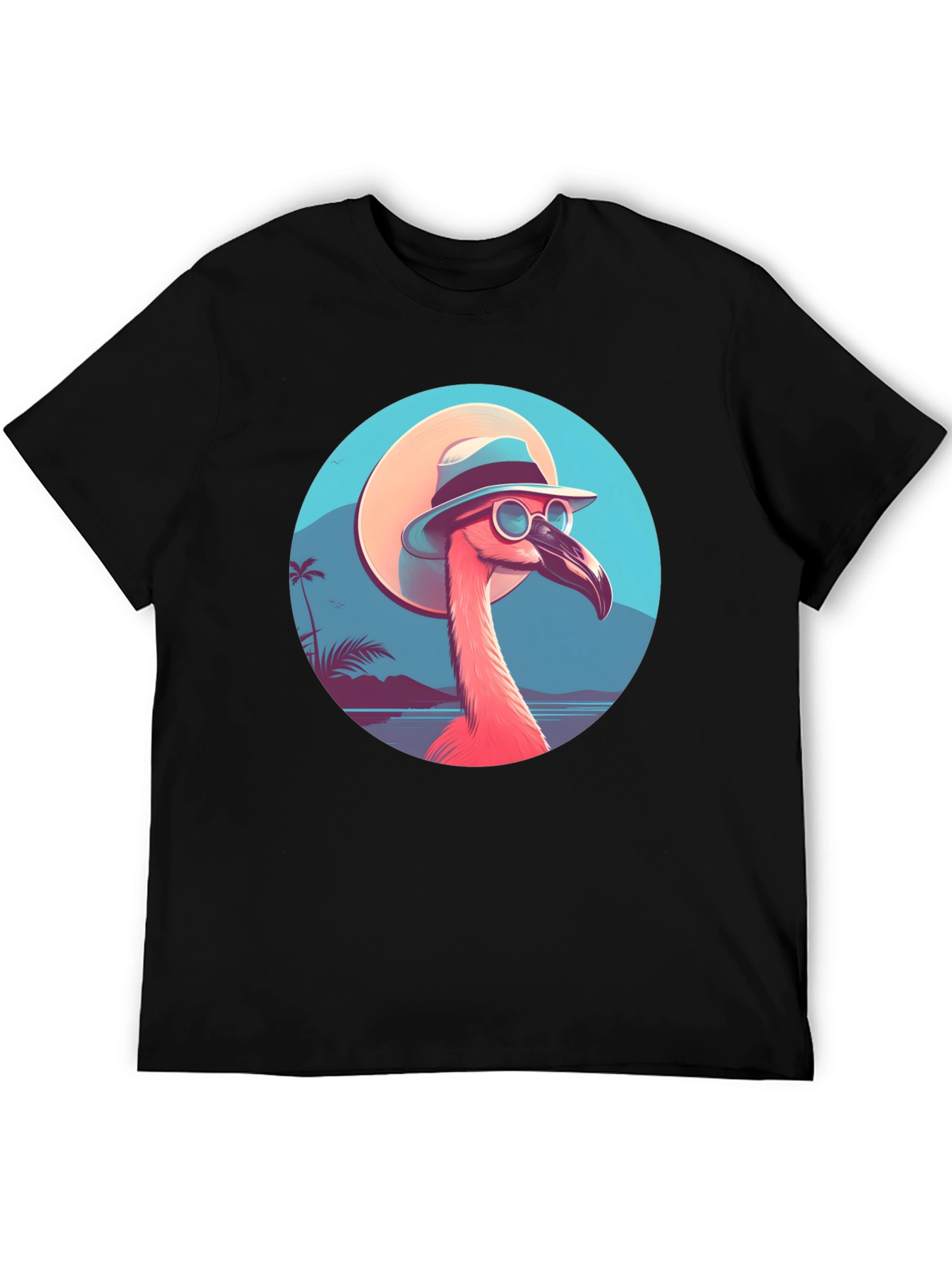 Black Cool Flamingo T-Shirt - Tropical Vibes view 5