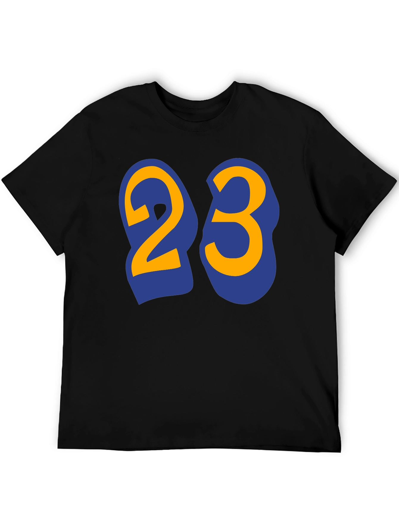 Black Men's Black T-Shirt with Number 23 Graphic view 5