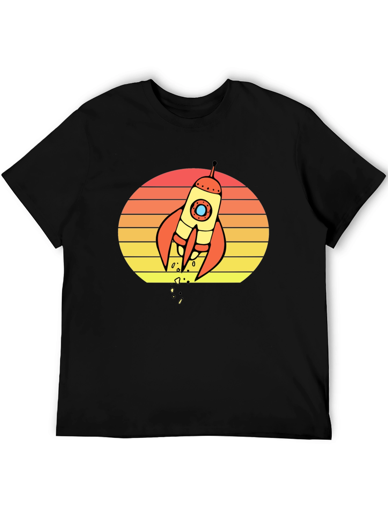 Black Retro Rocket Sunset Graphic T-Shirt - Space Lover Tee view 5
