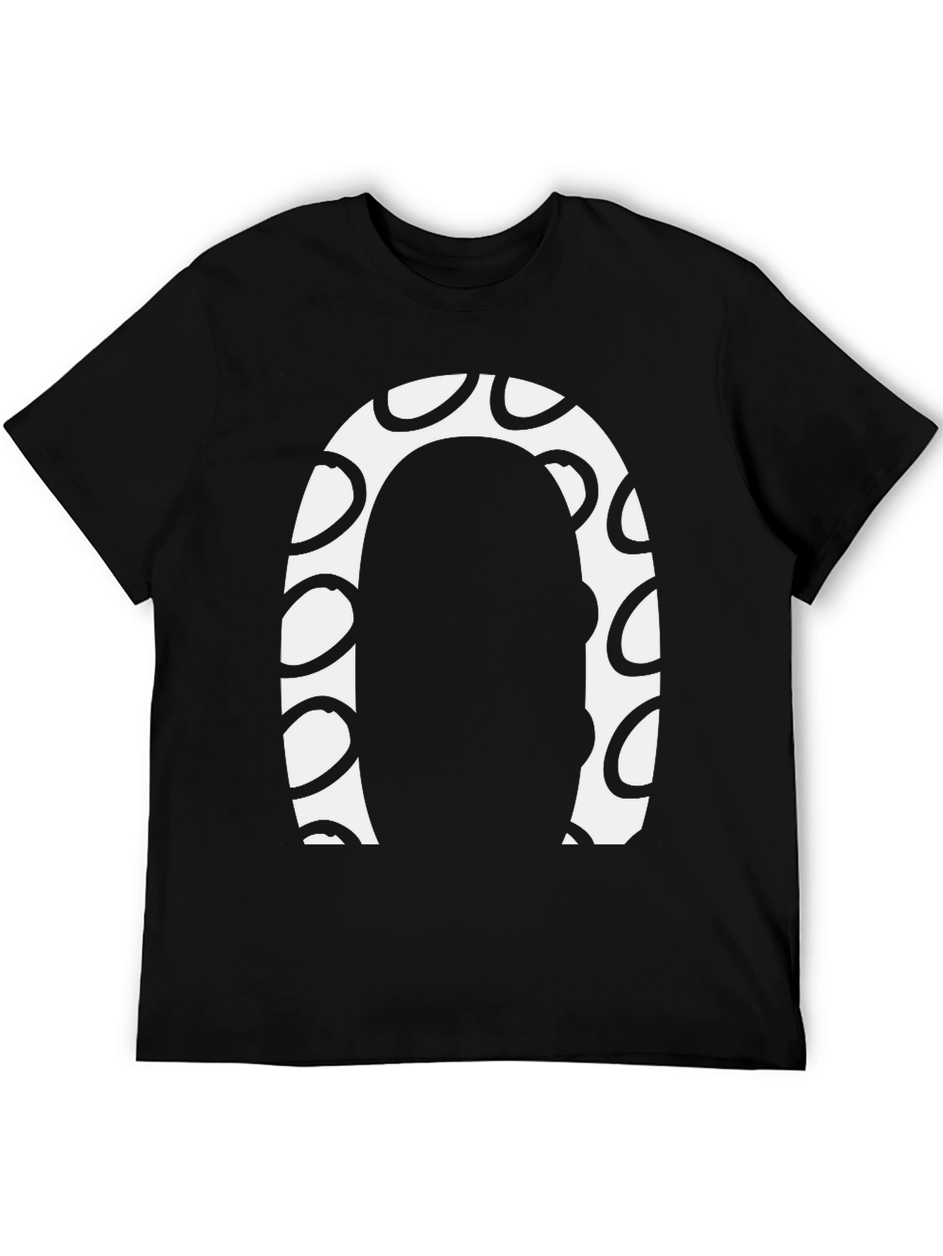 Black Abstract Graphic Print Crew Neck Tee view 5