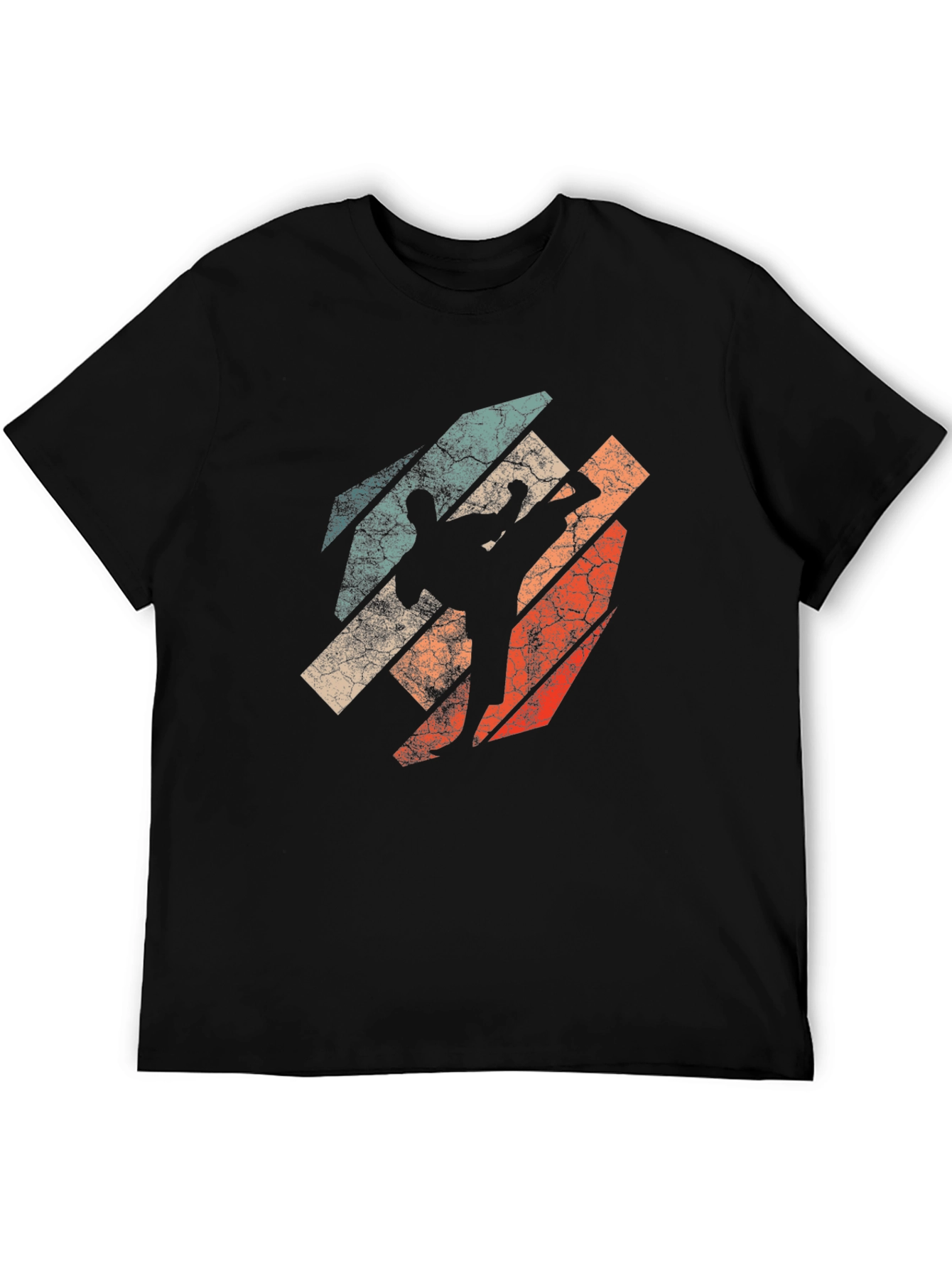 Black Retro Martial Arts Graphic T-Shirt view 5
